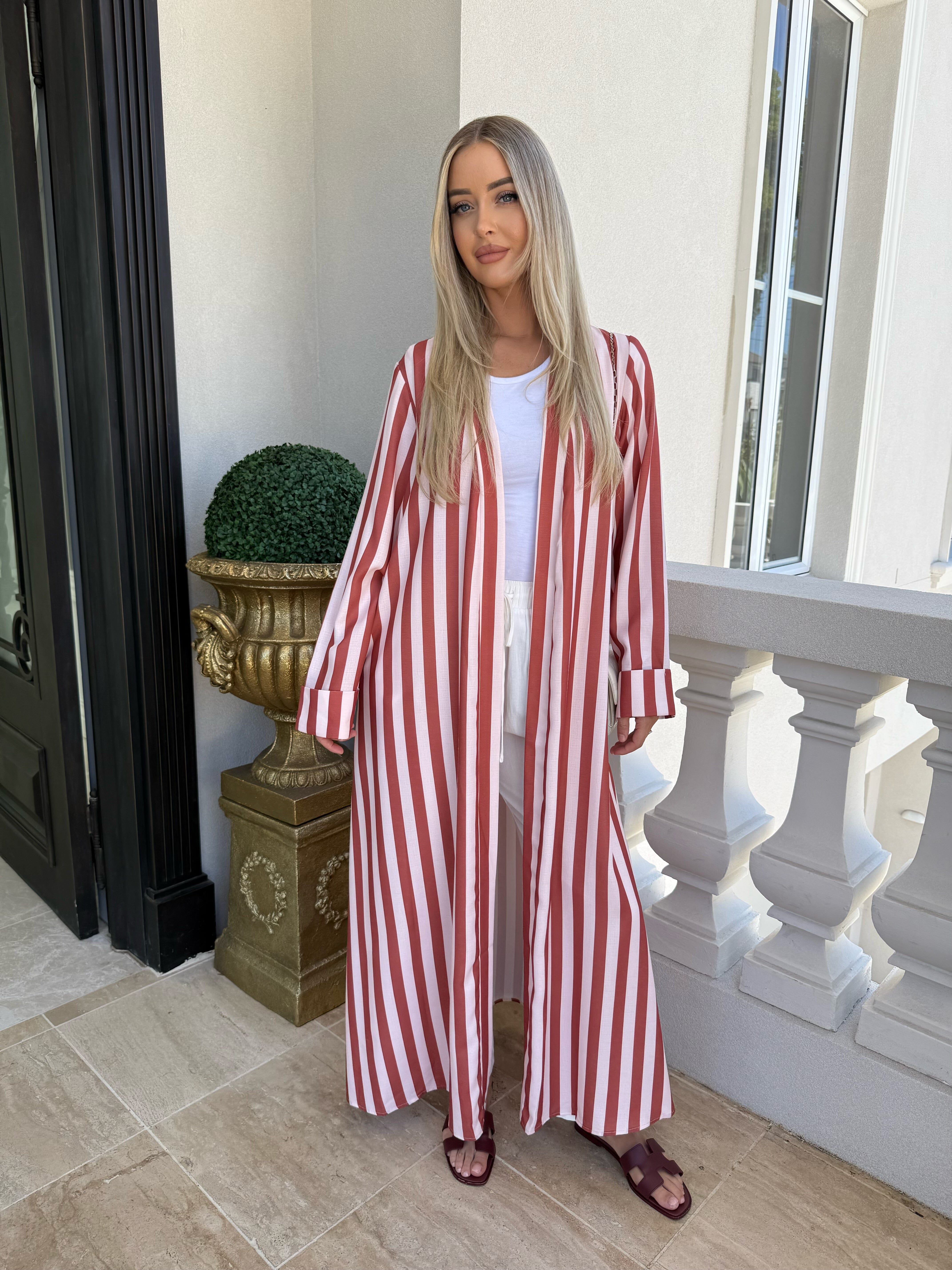 Rose Stripe Abaya