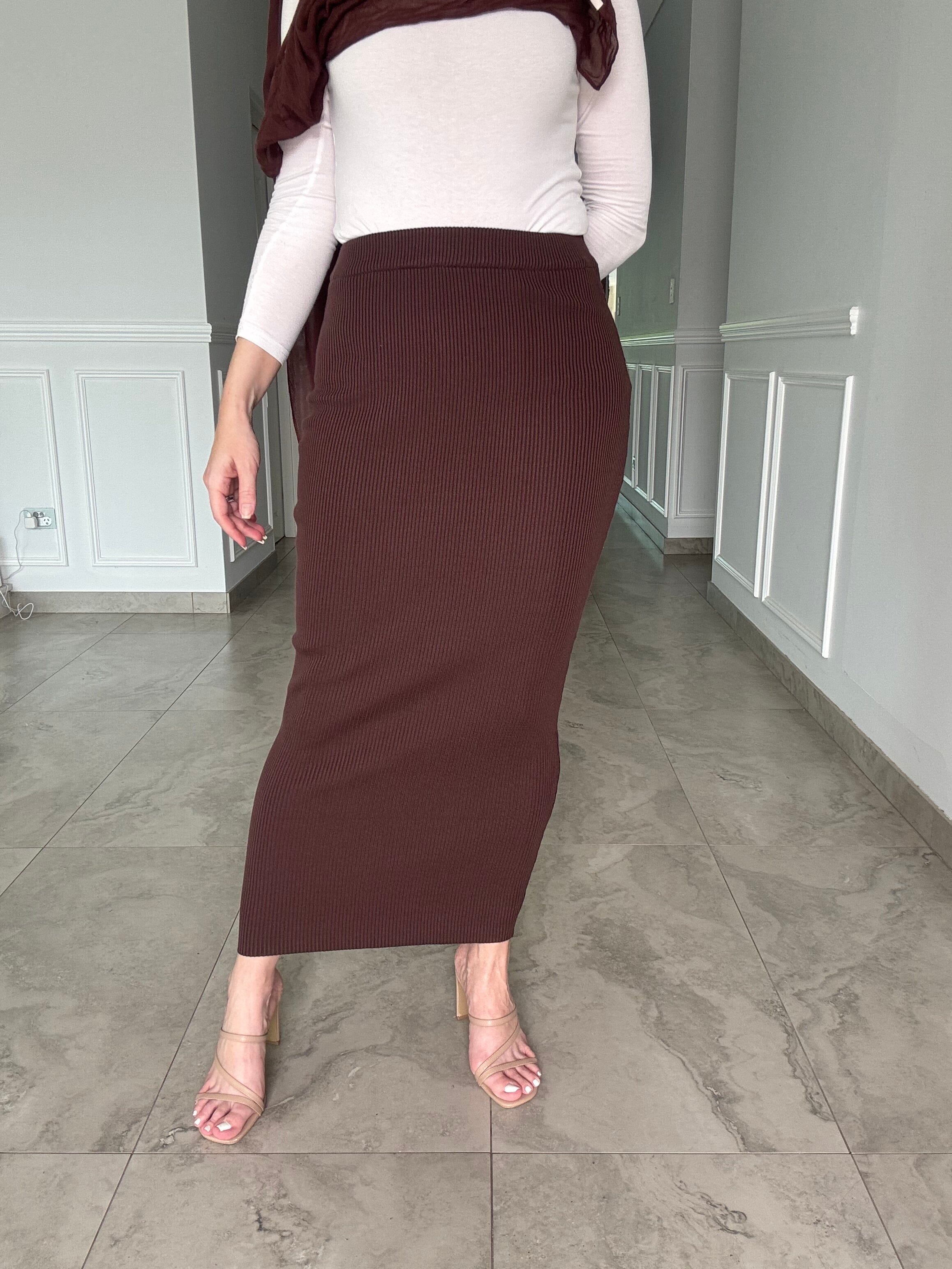 Pencil Ribbed Skirt