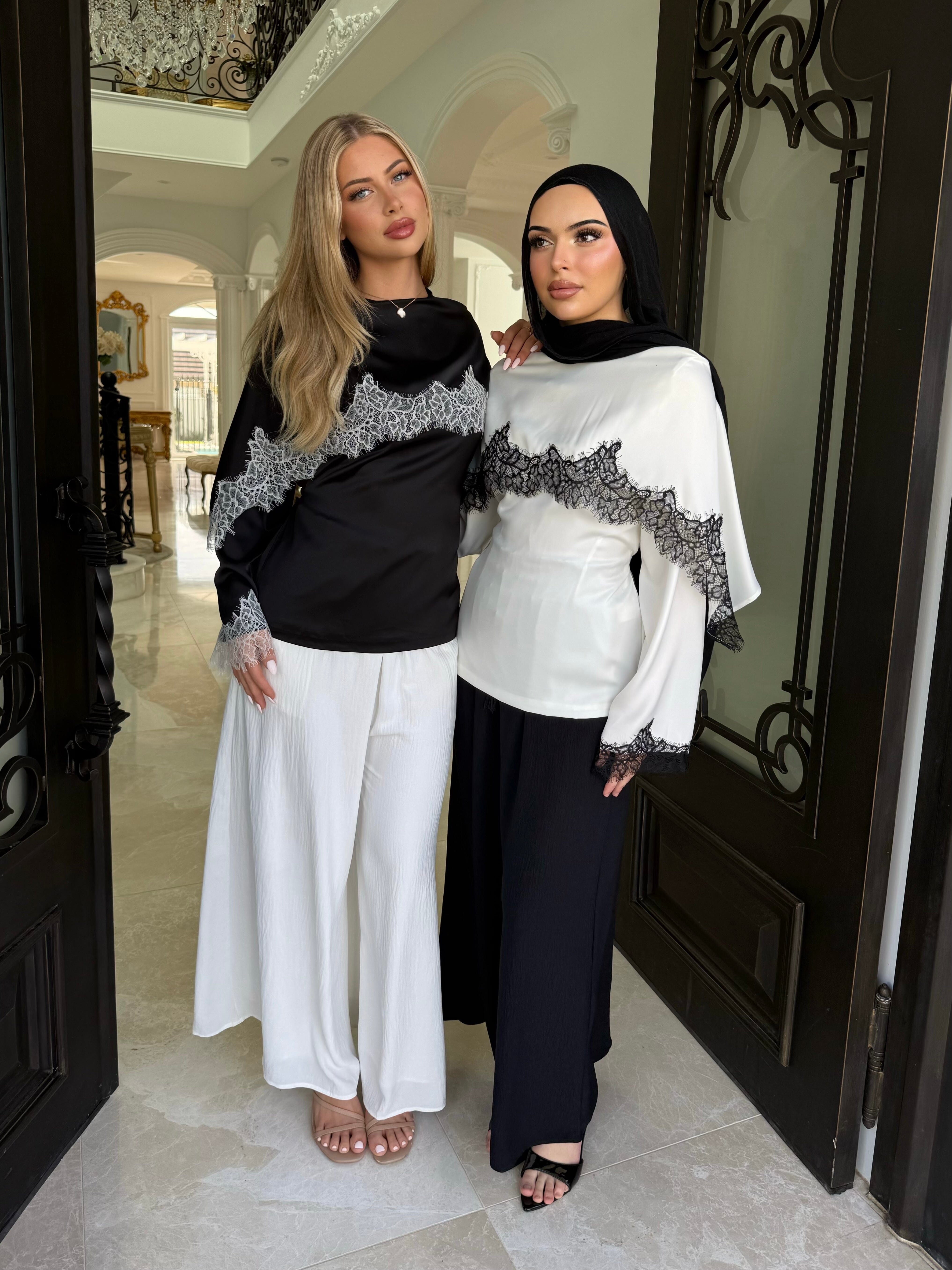 Lace shawl Satin Top