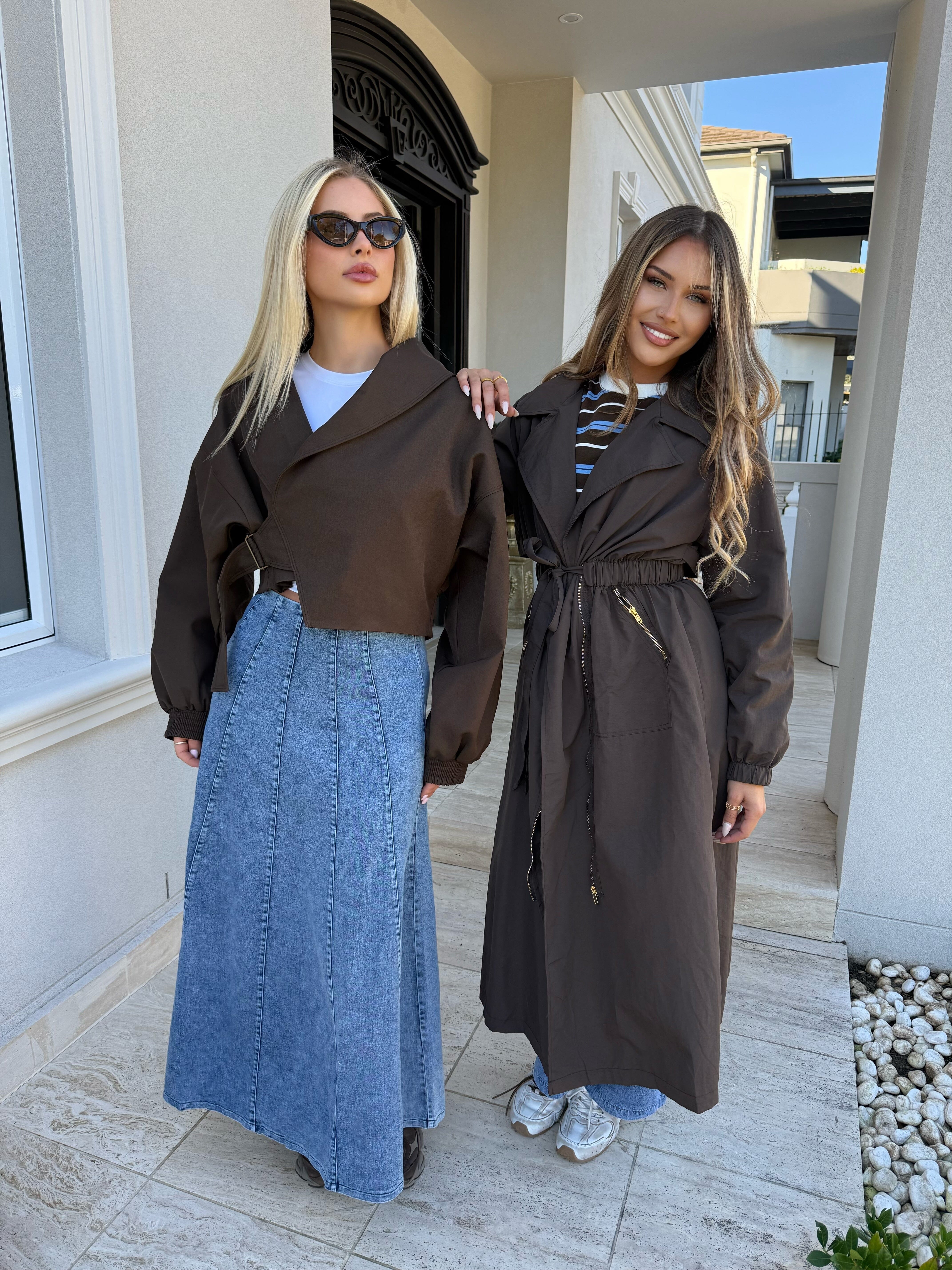 Light Blue Pipping Denim Skirt