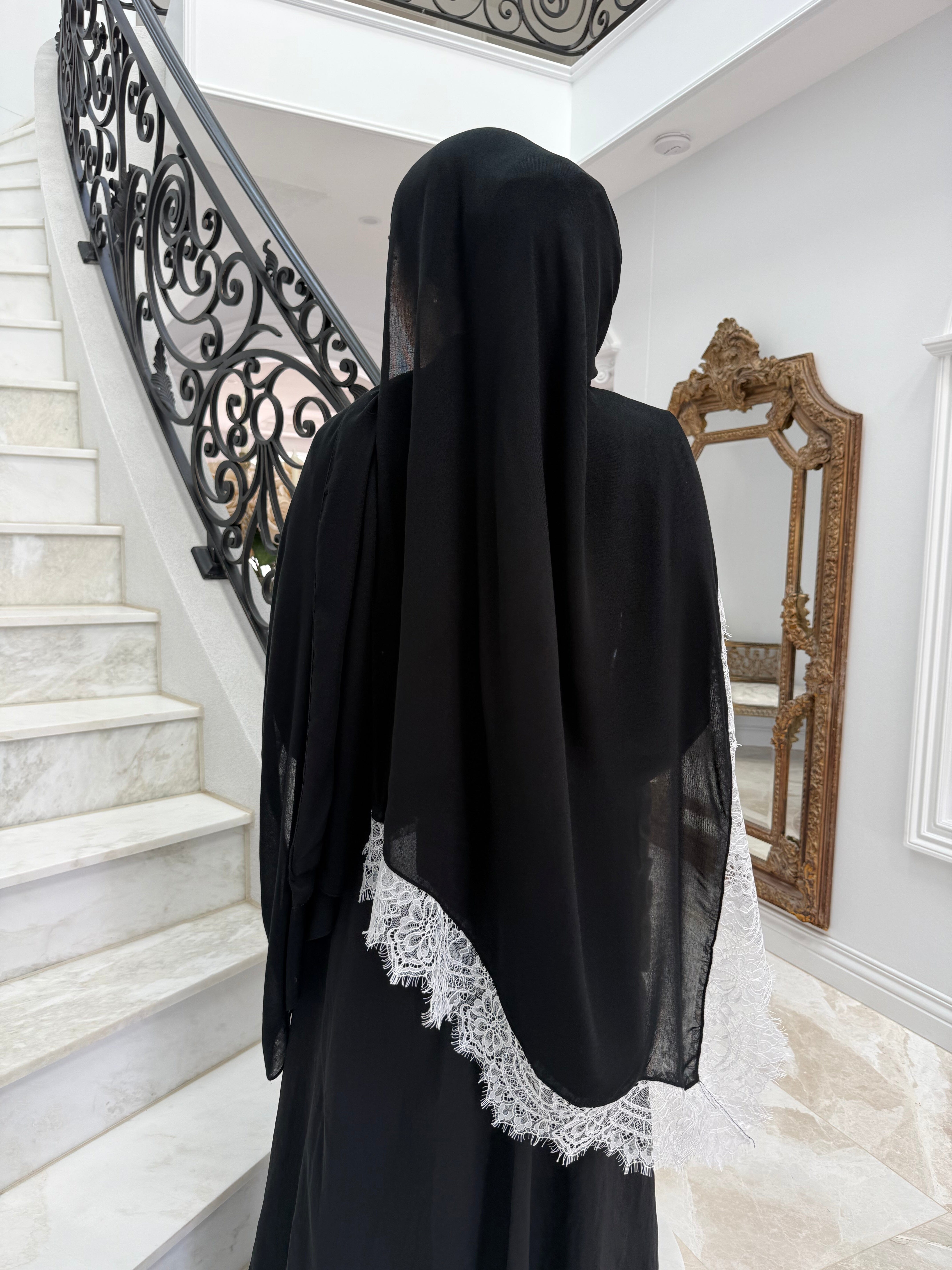 Monochrome Lace Modal Shawl