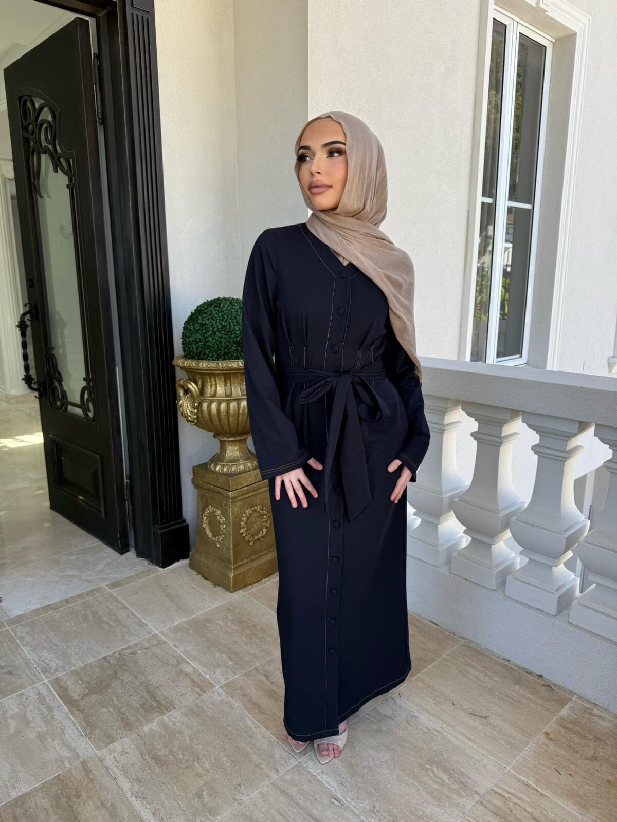Contrast Tie Dress