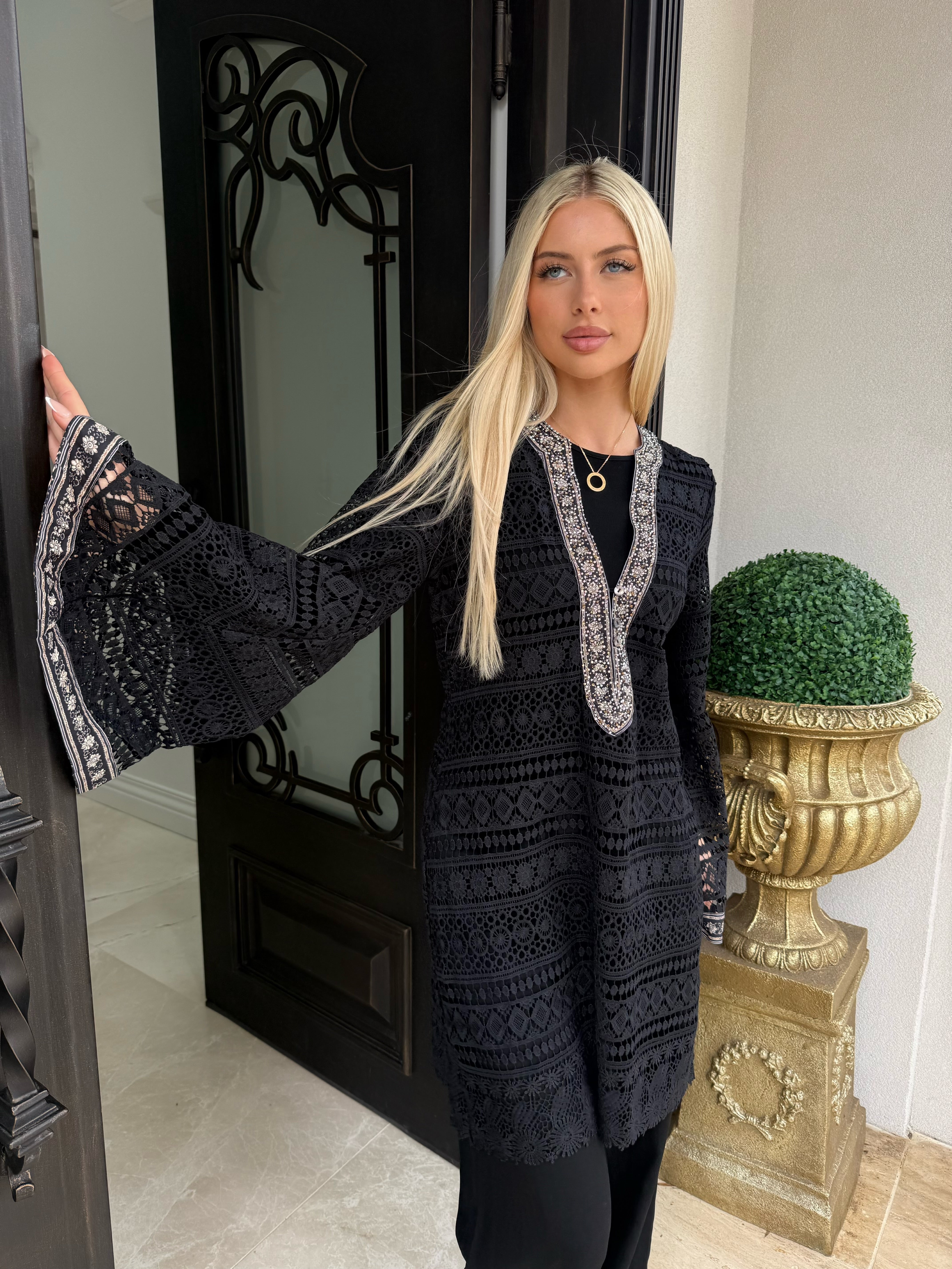 Embellished Crochet Tunic