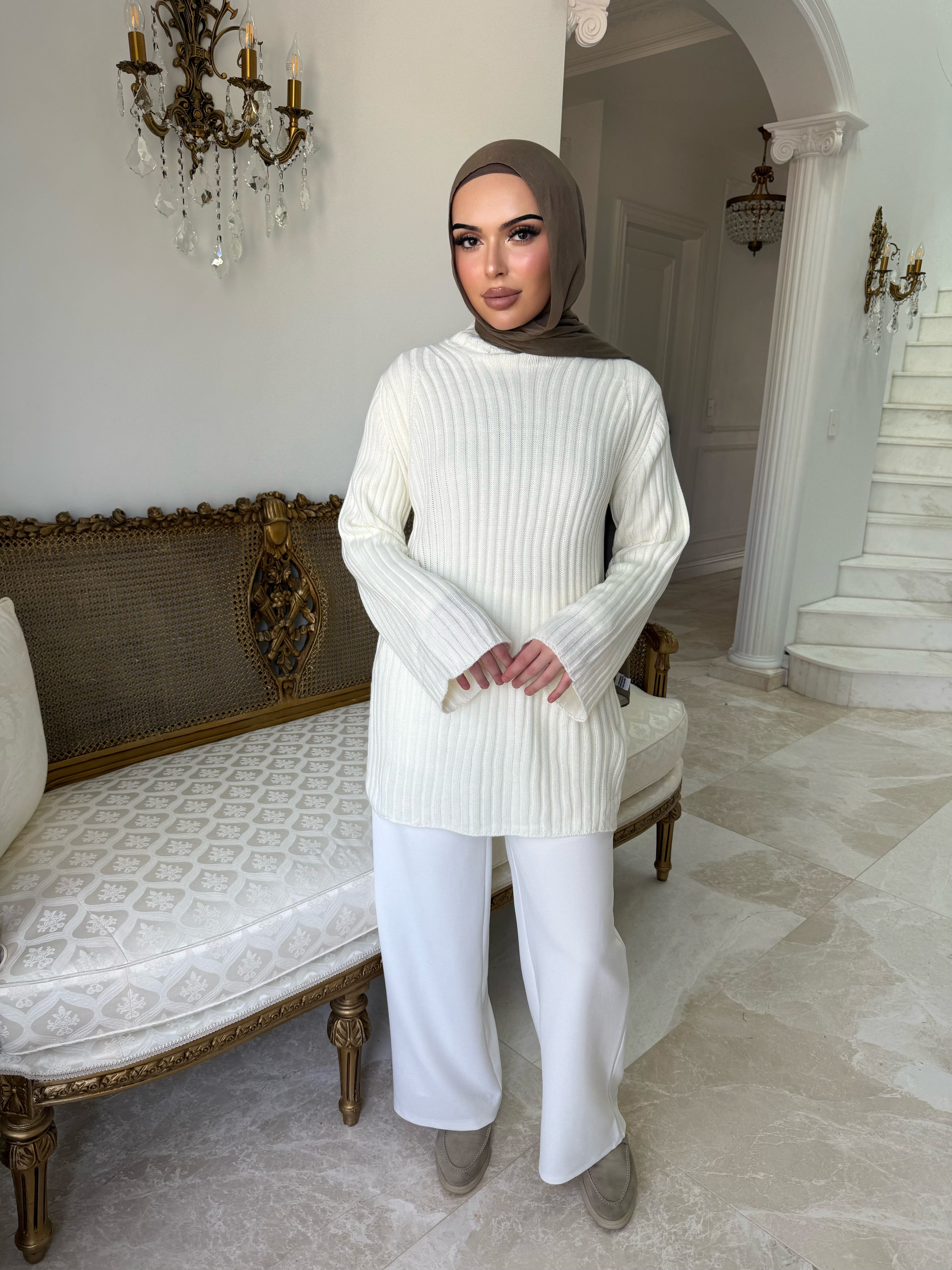 Ribbed High Neck Jumper