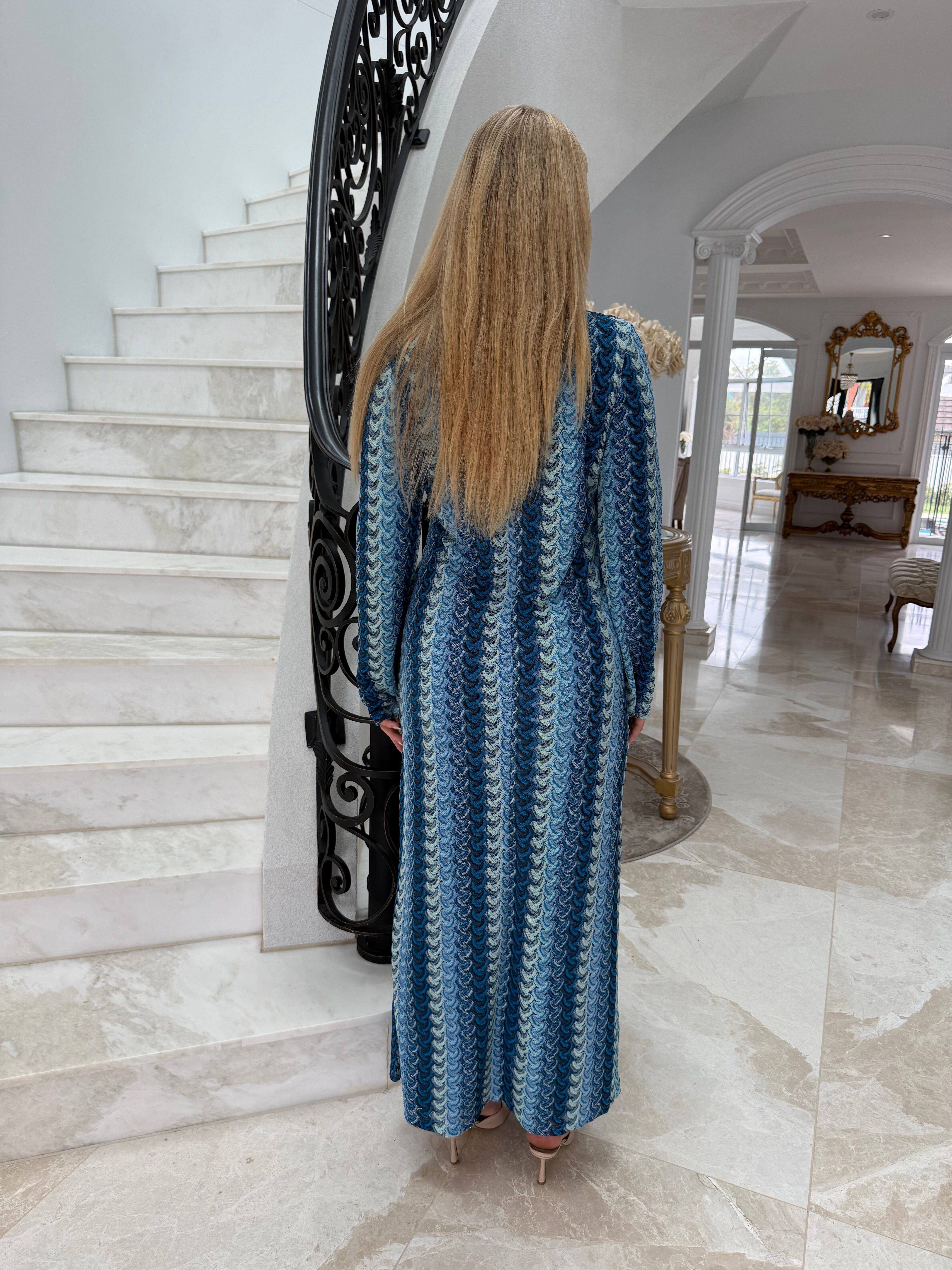 Blue Aztec Crochet Dress