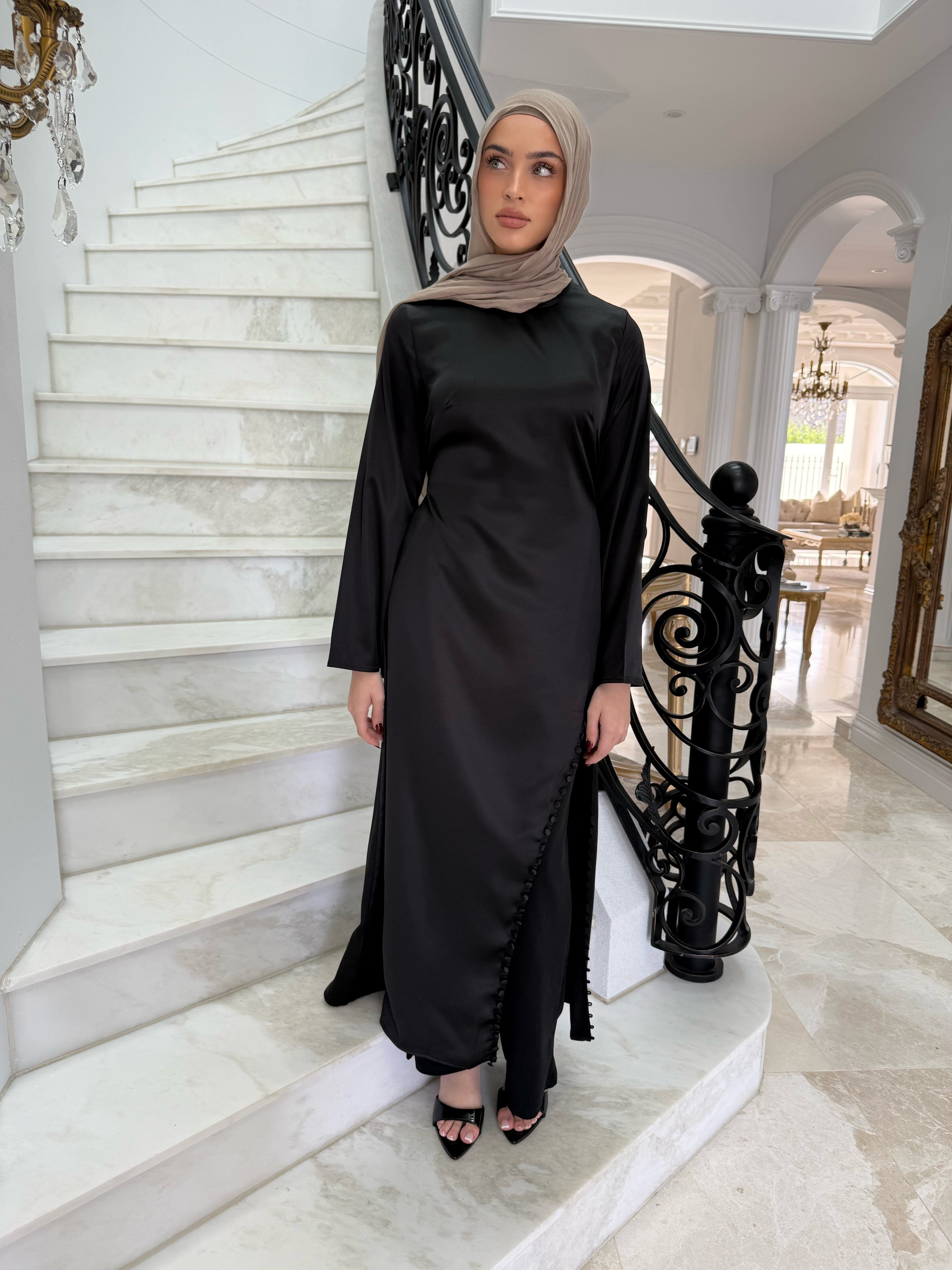 Satin Button Split Tunic