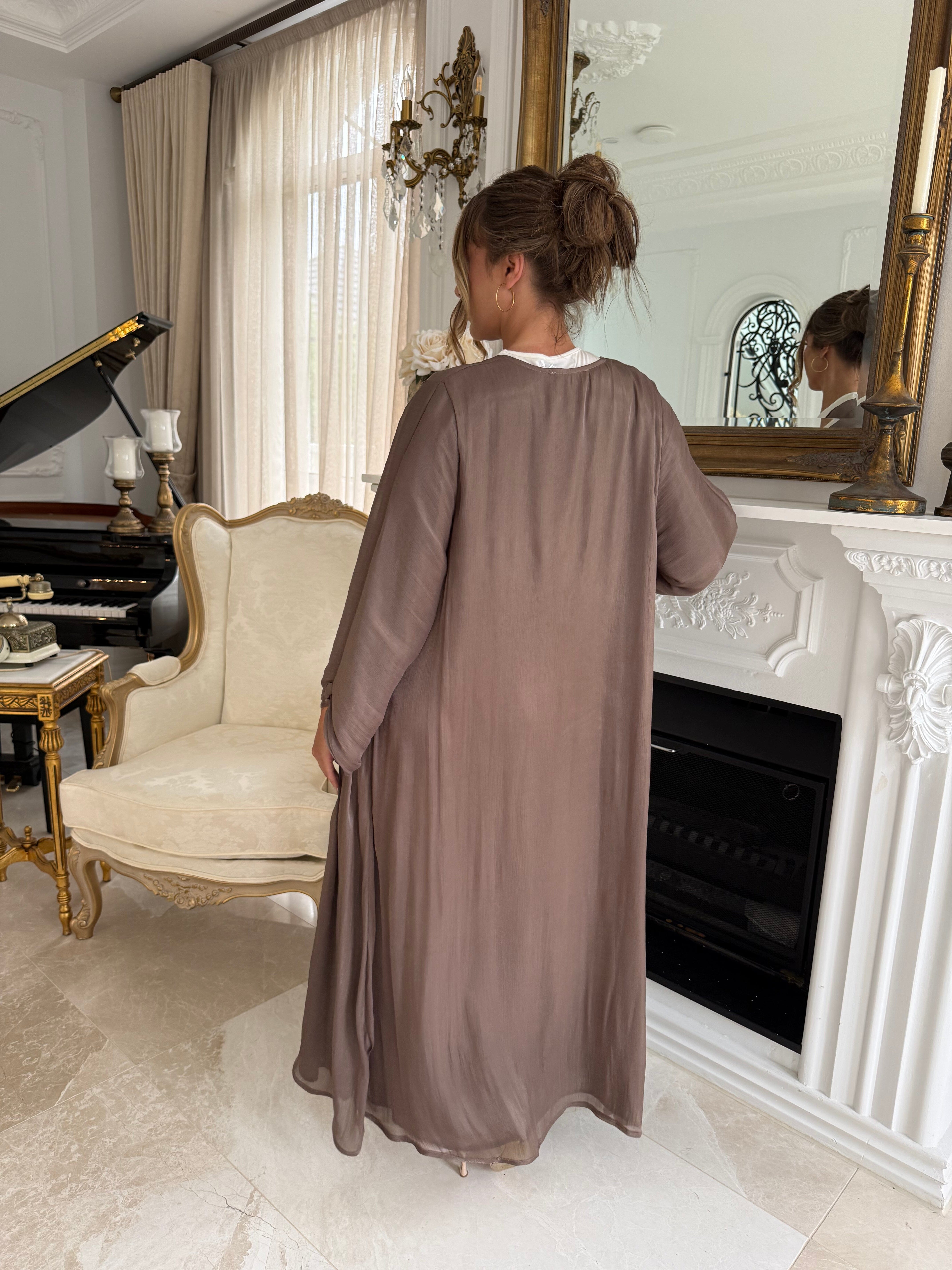 Layali Satin Button Open Abaya