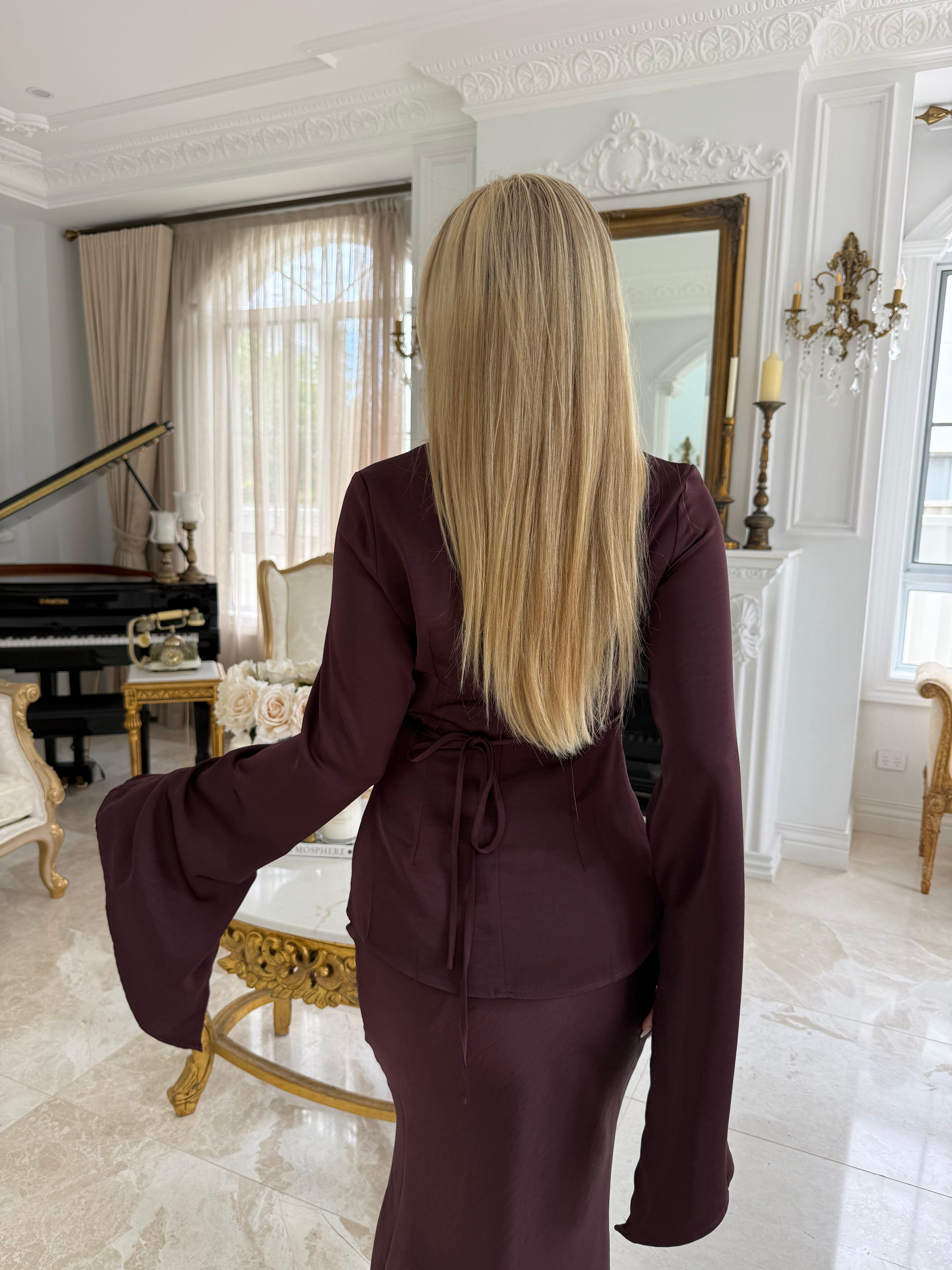 Layali Satin Bell Sleeve Set