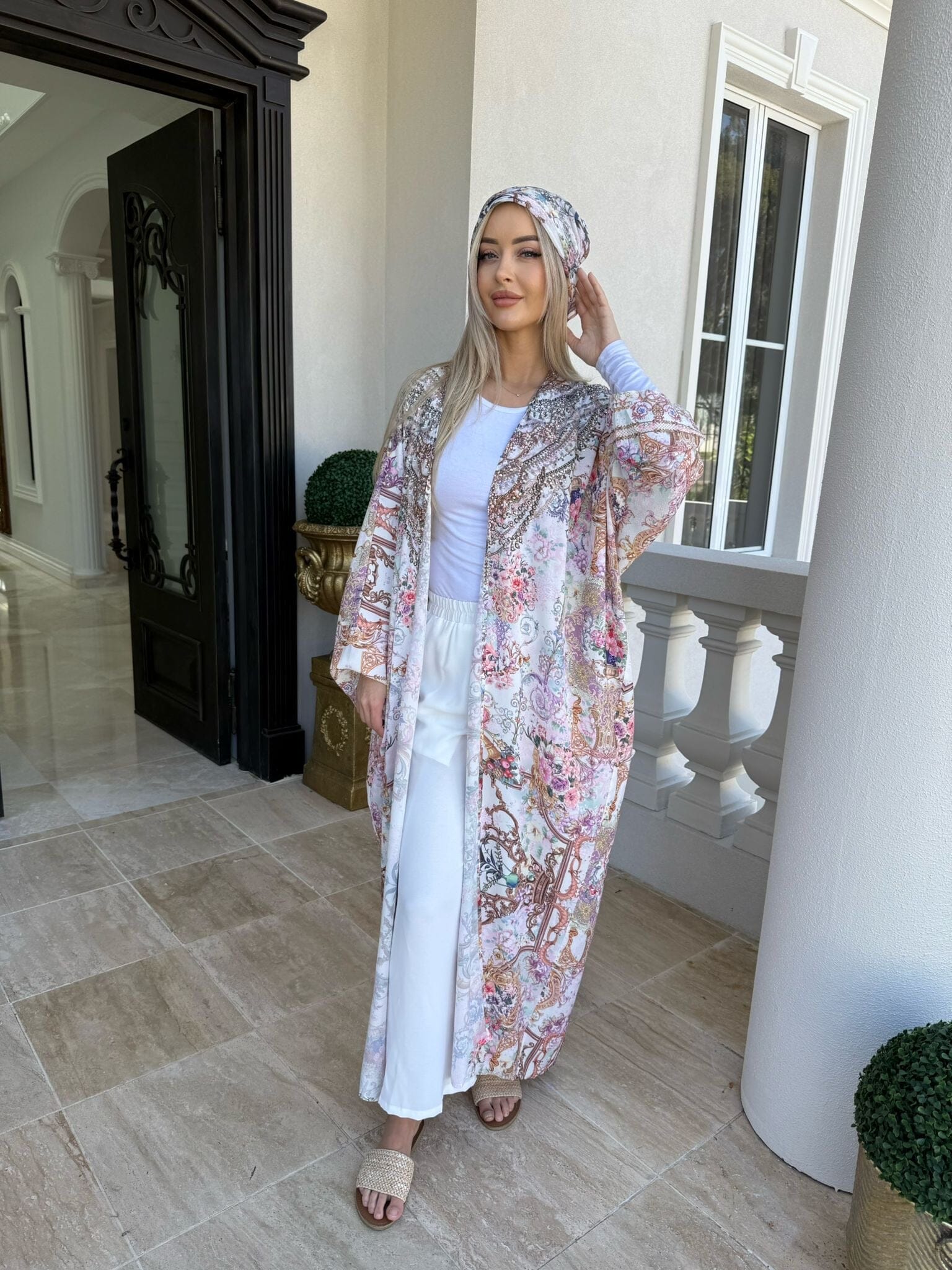 Pink Beaded Abaya