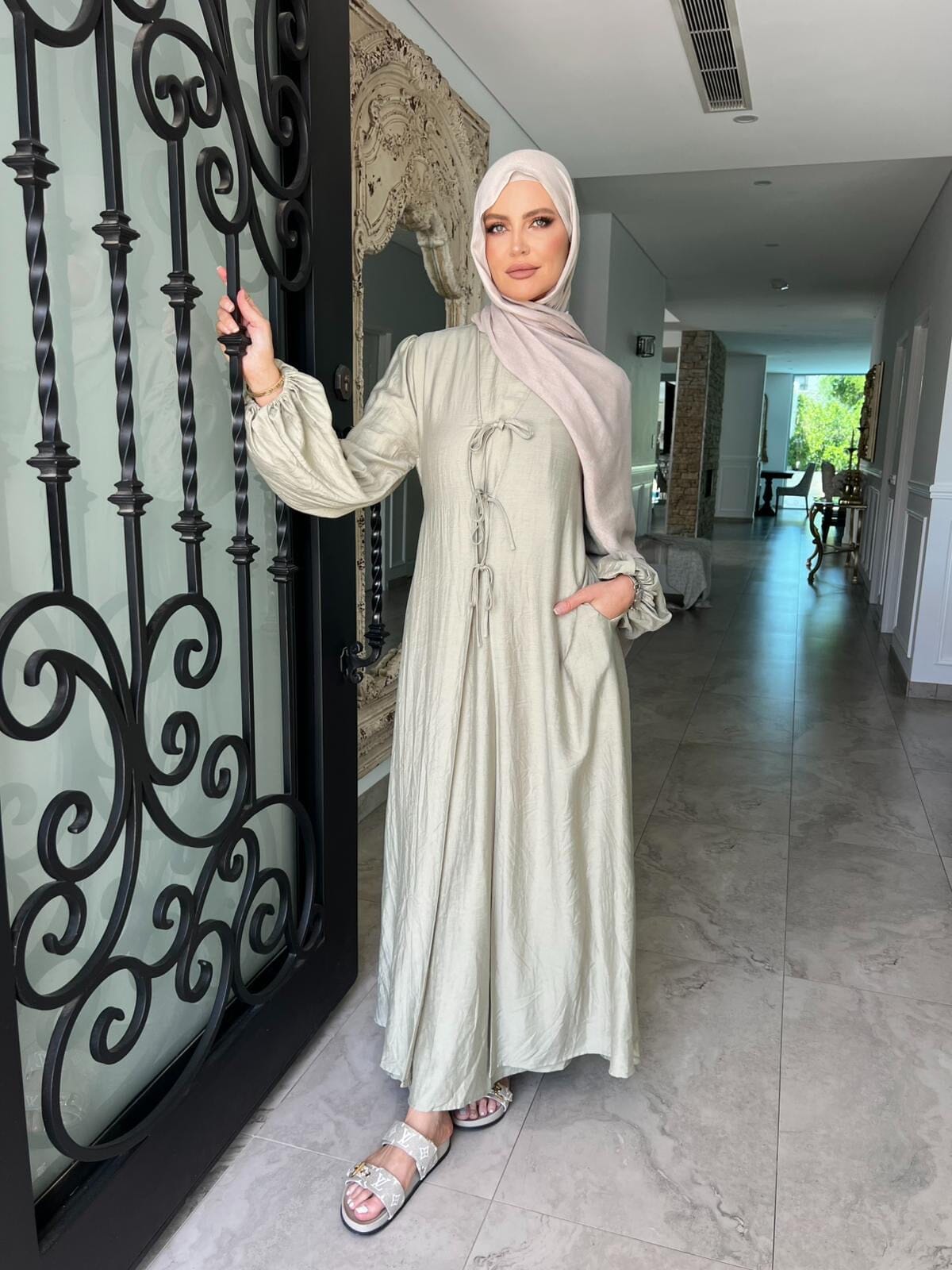 Tie Bow Abaya Set