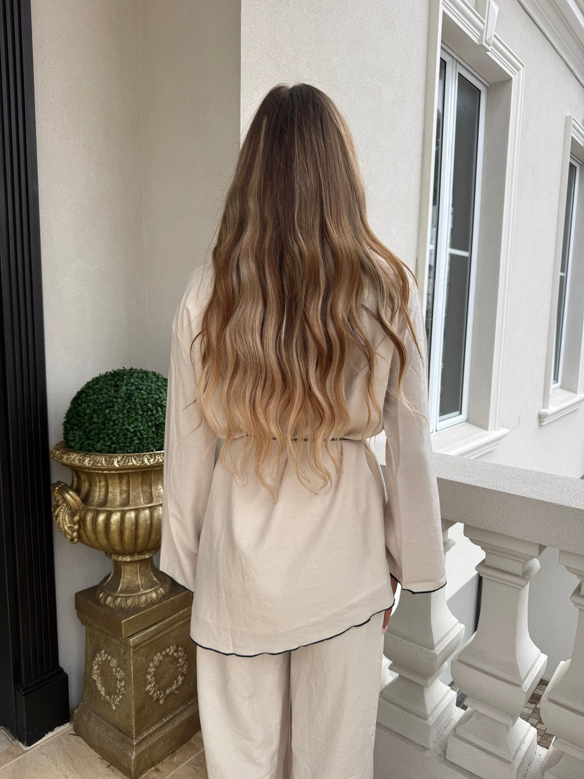 Trimmed Blended Linen Set