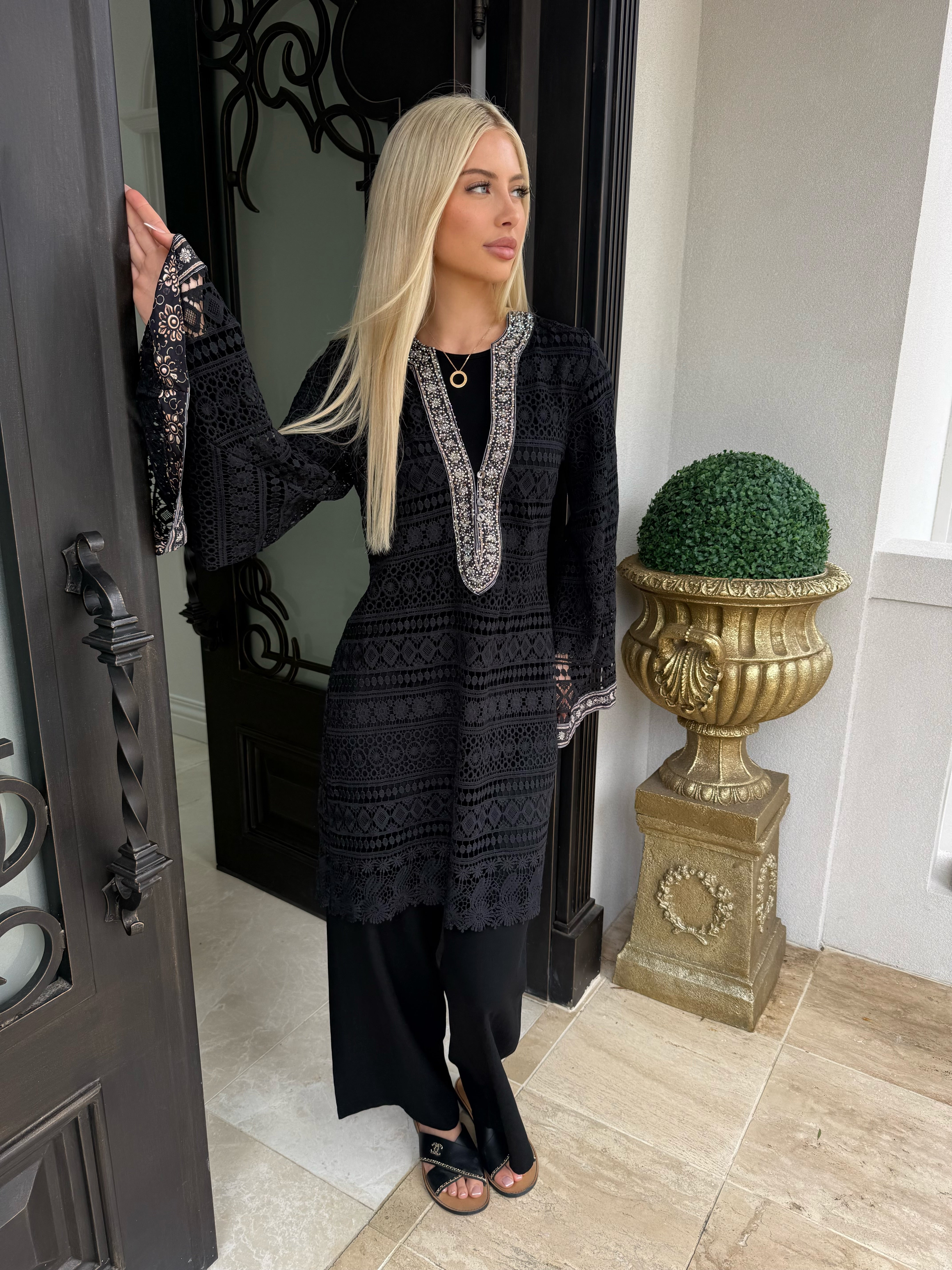 Embellished Crochet Tunic