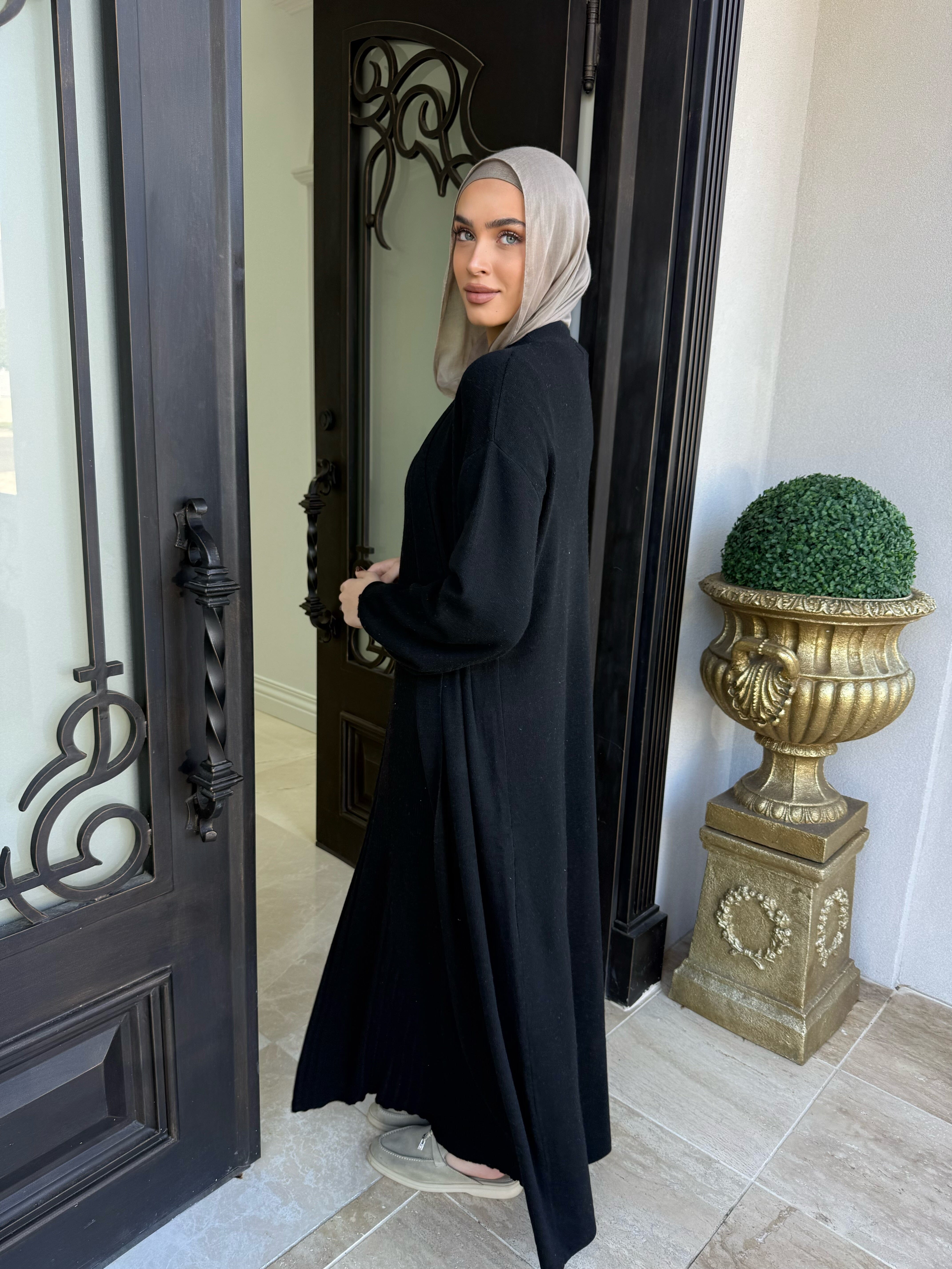 Ribbed Knit Abaya Set