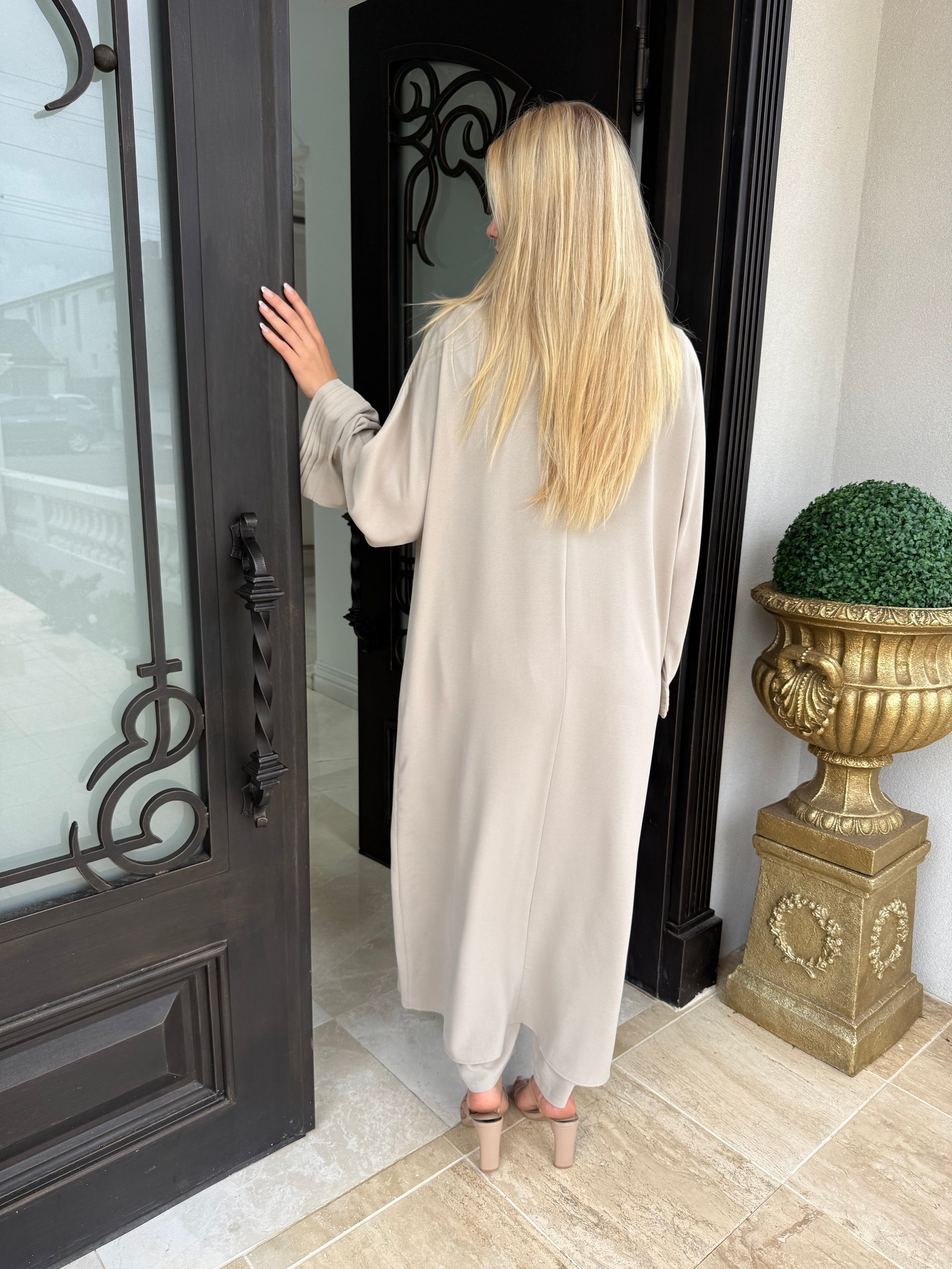 Pipping Open Abaya Set