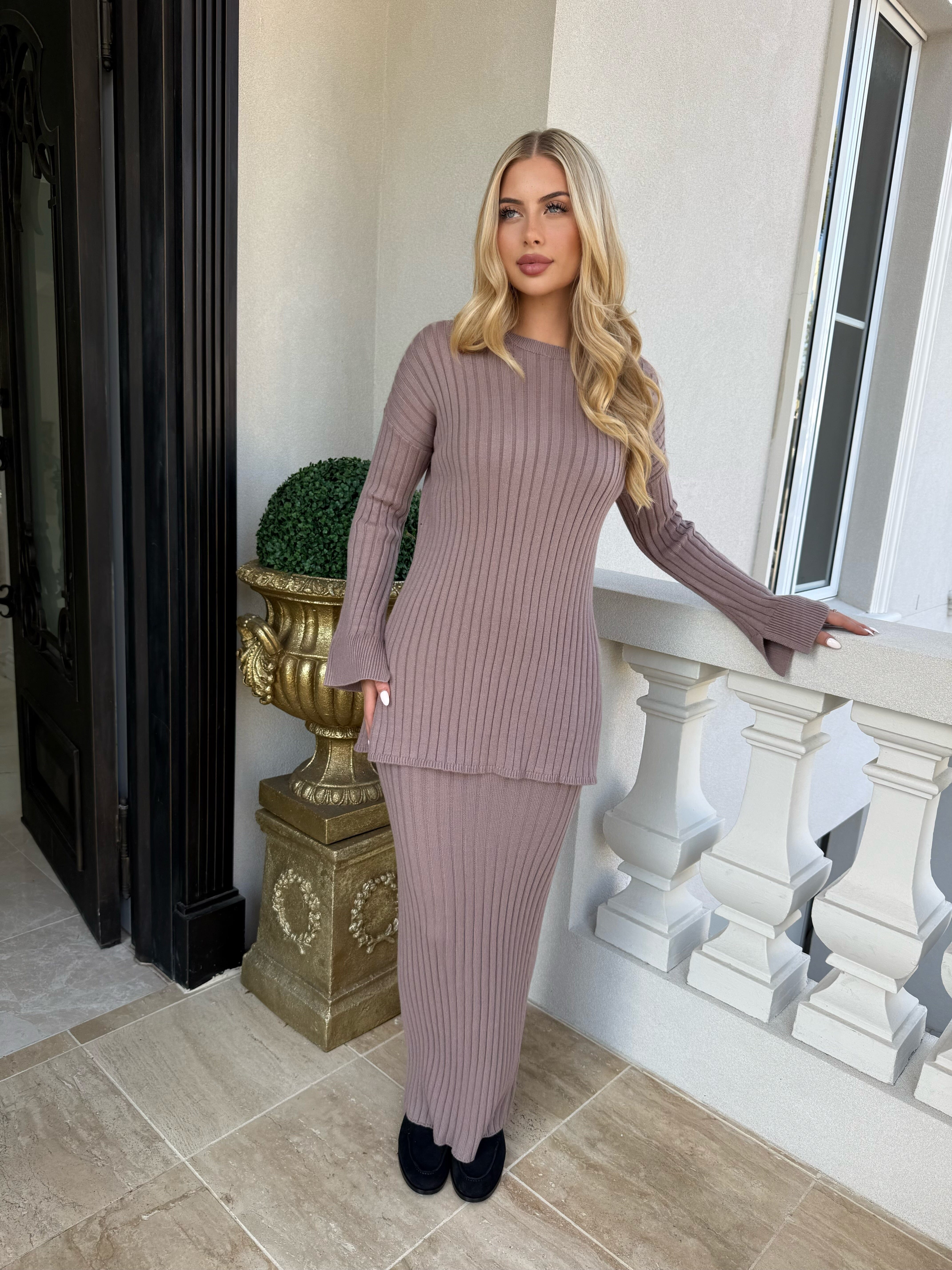 Ribbed Skirt Set