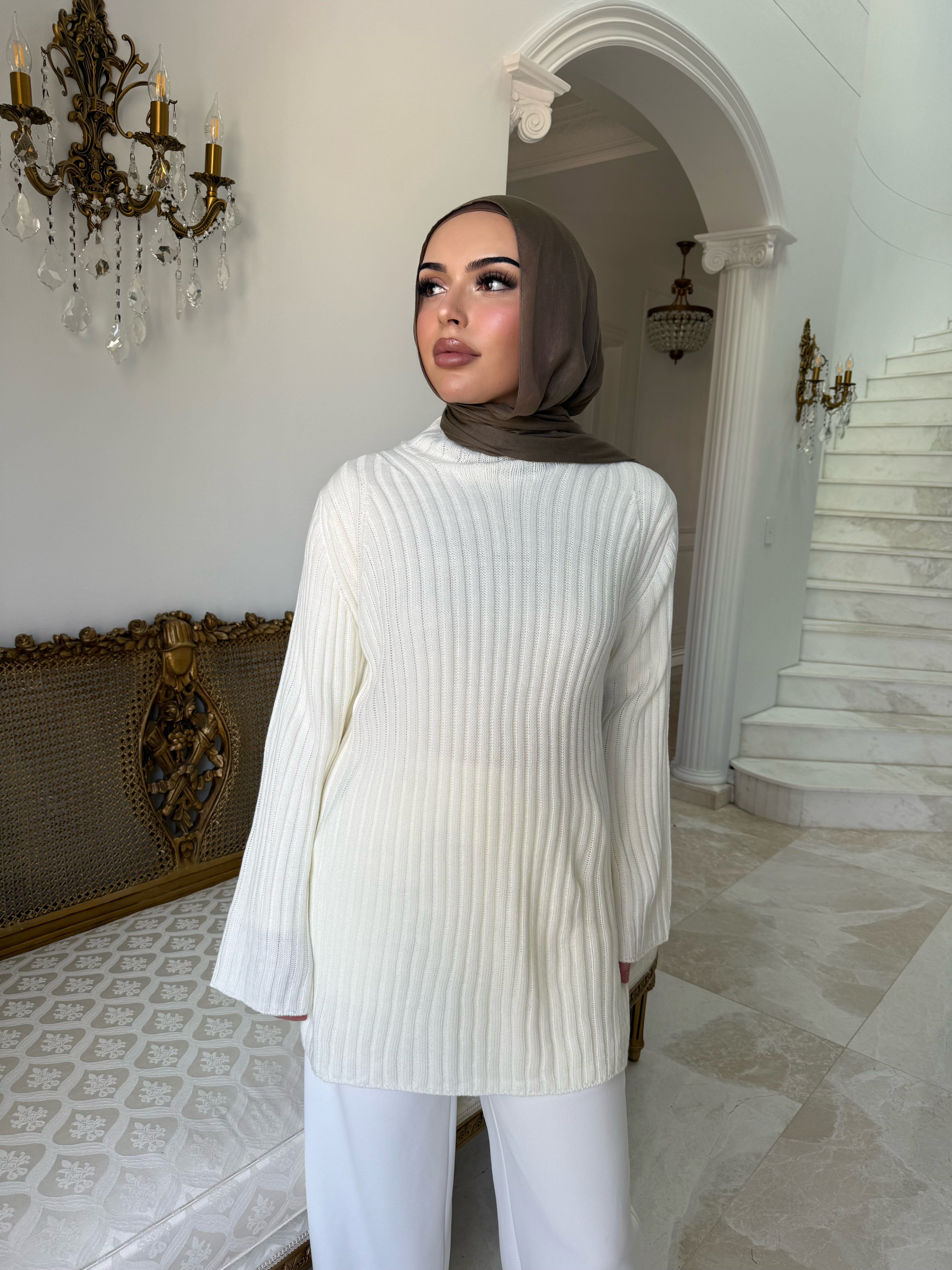 Ribbed High Neck Jumper