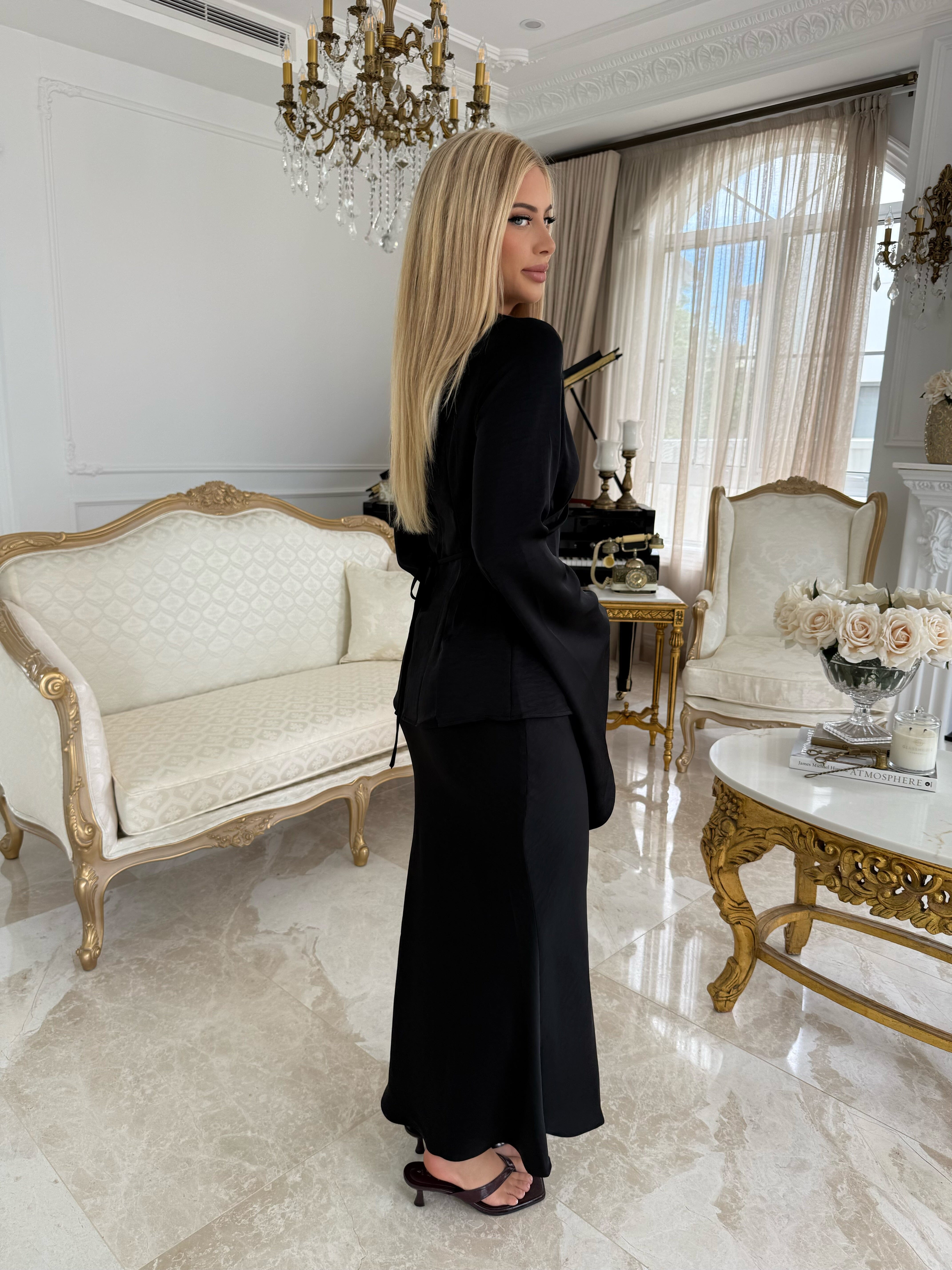 Layali Satin Bell Sleeve Set