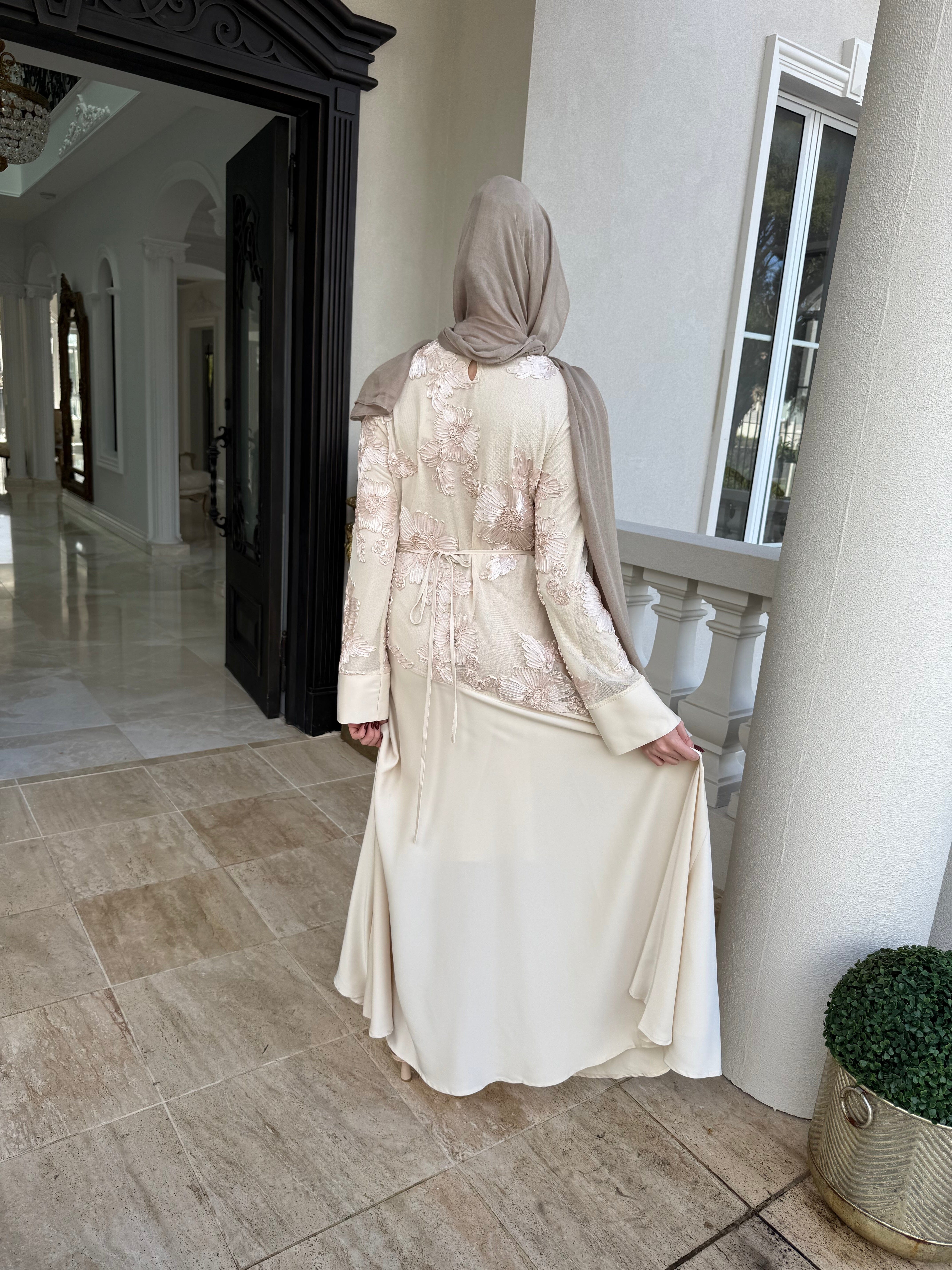 Embroidery X Satin Dress