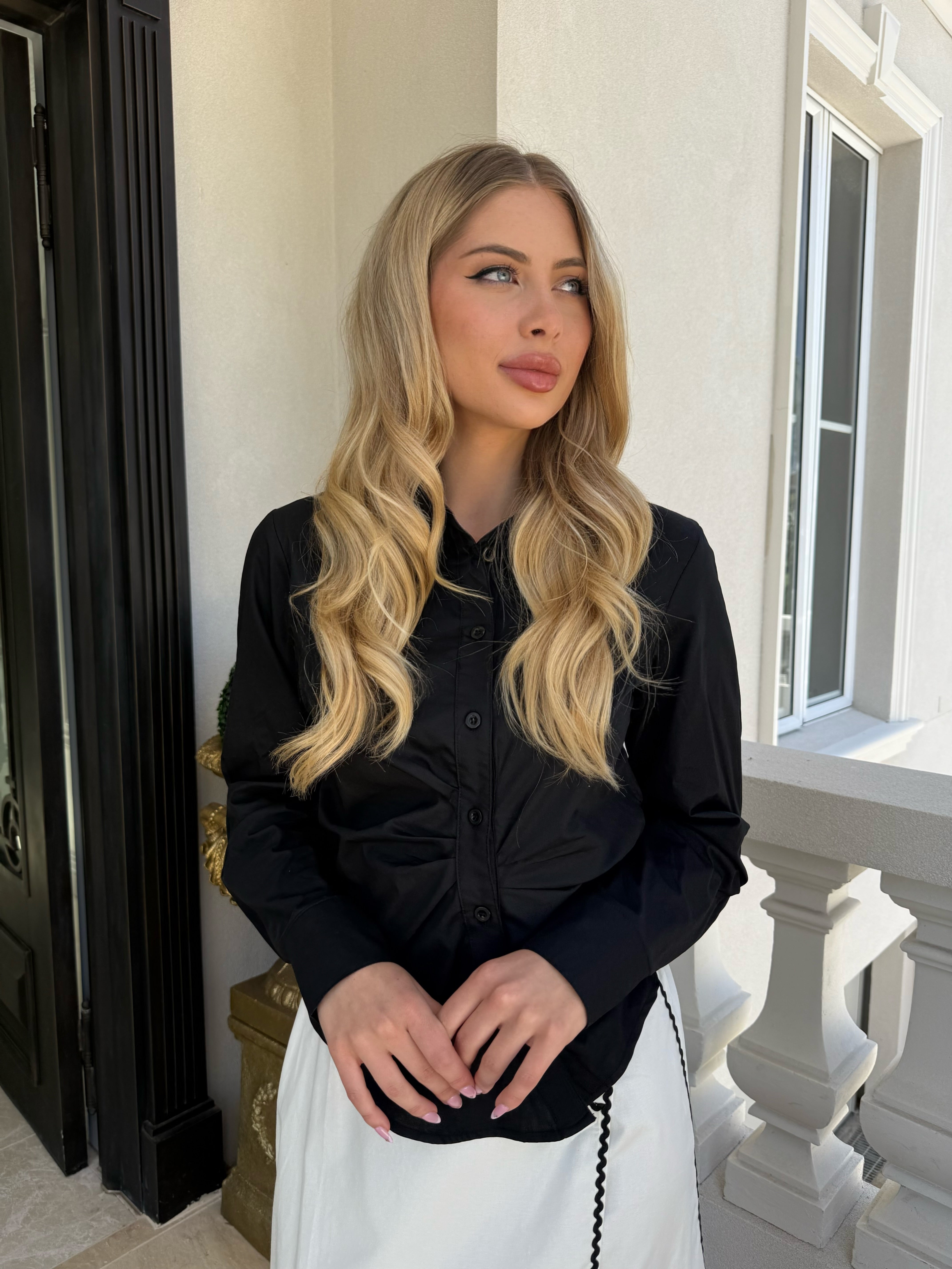 Gathered Button Shirt