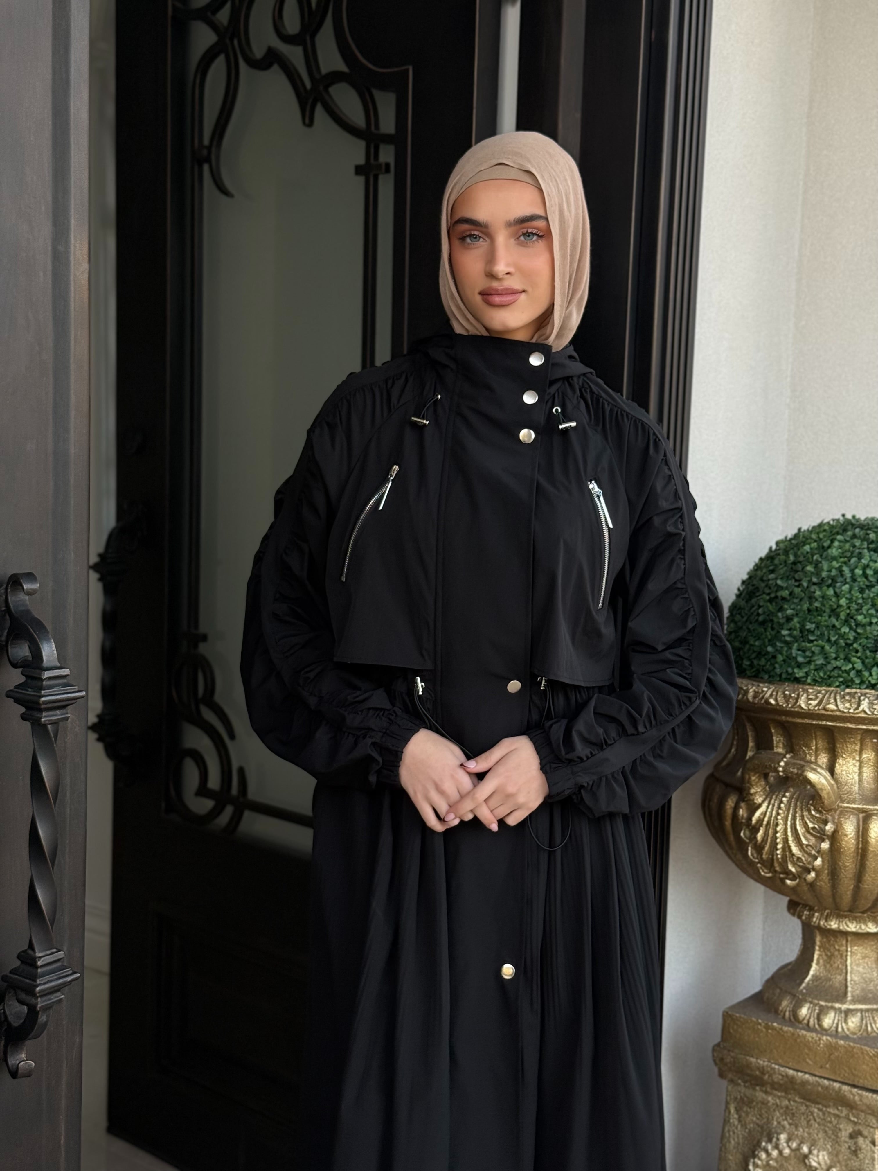 Pleated Draw-String Trench