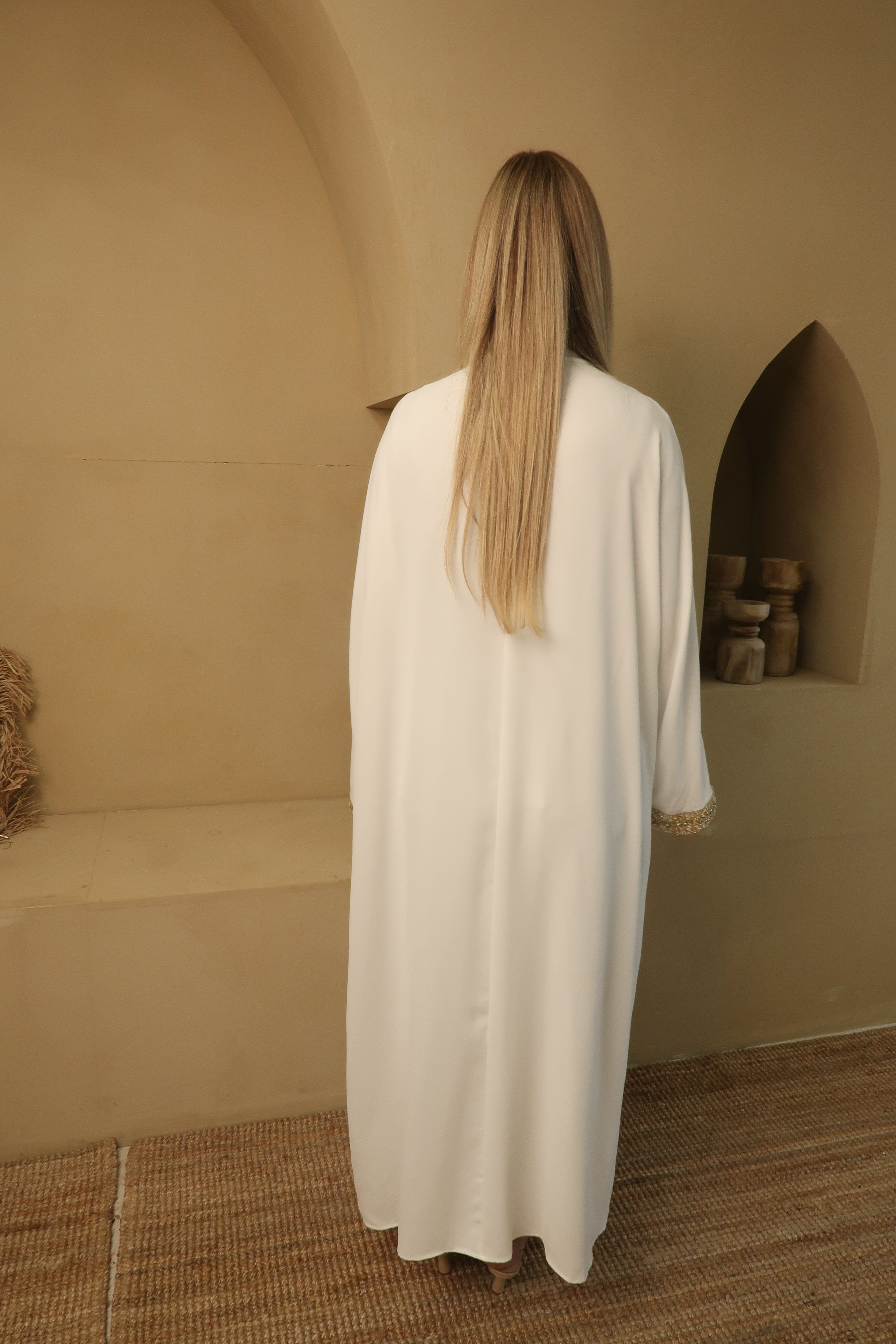 Layali White Abaya Set