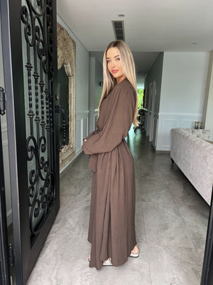 Khaki Brown Abaya Set