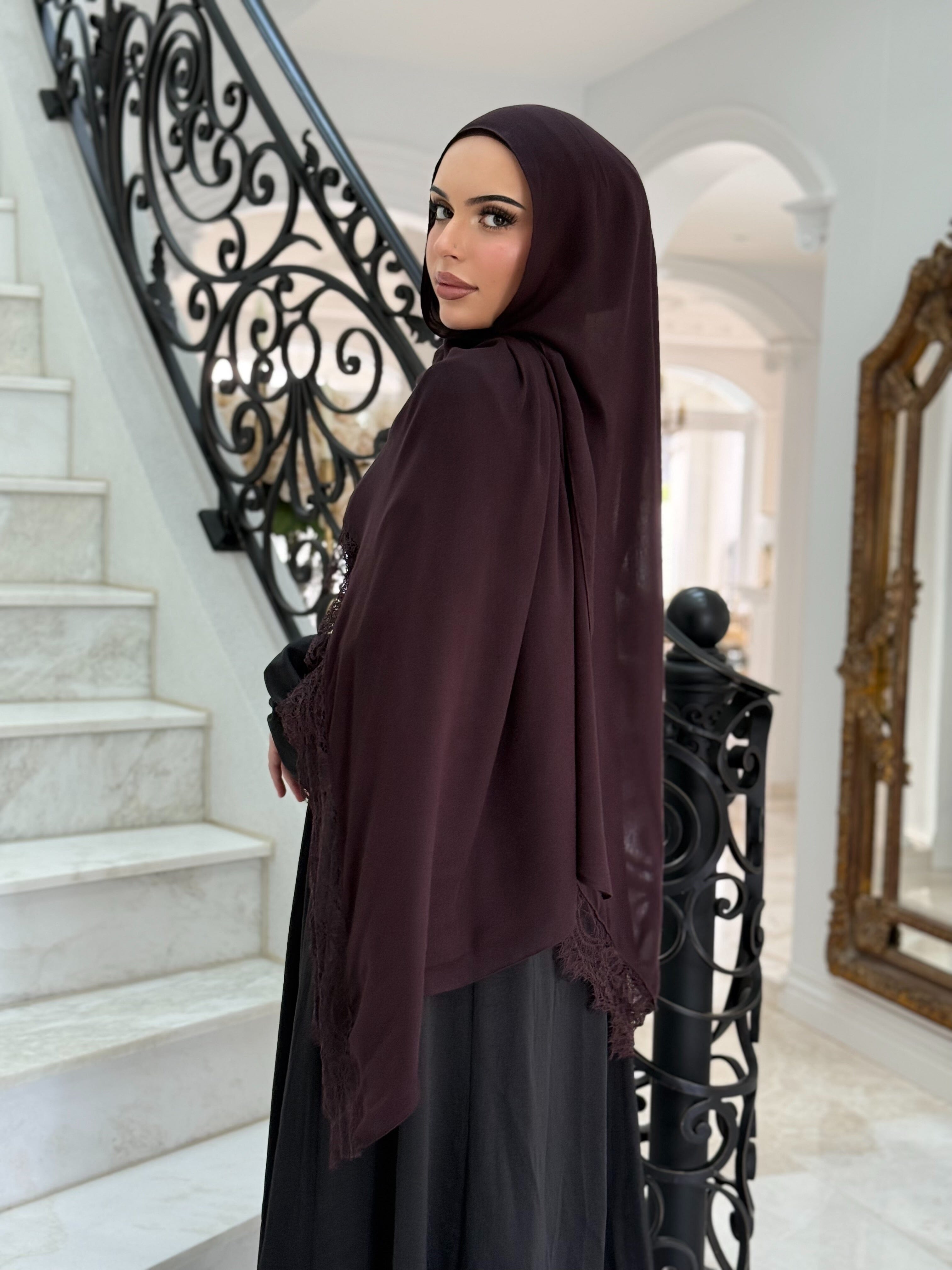 Burgandy Lace Modal Shawl