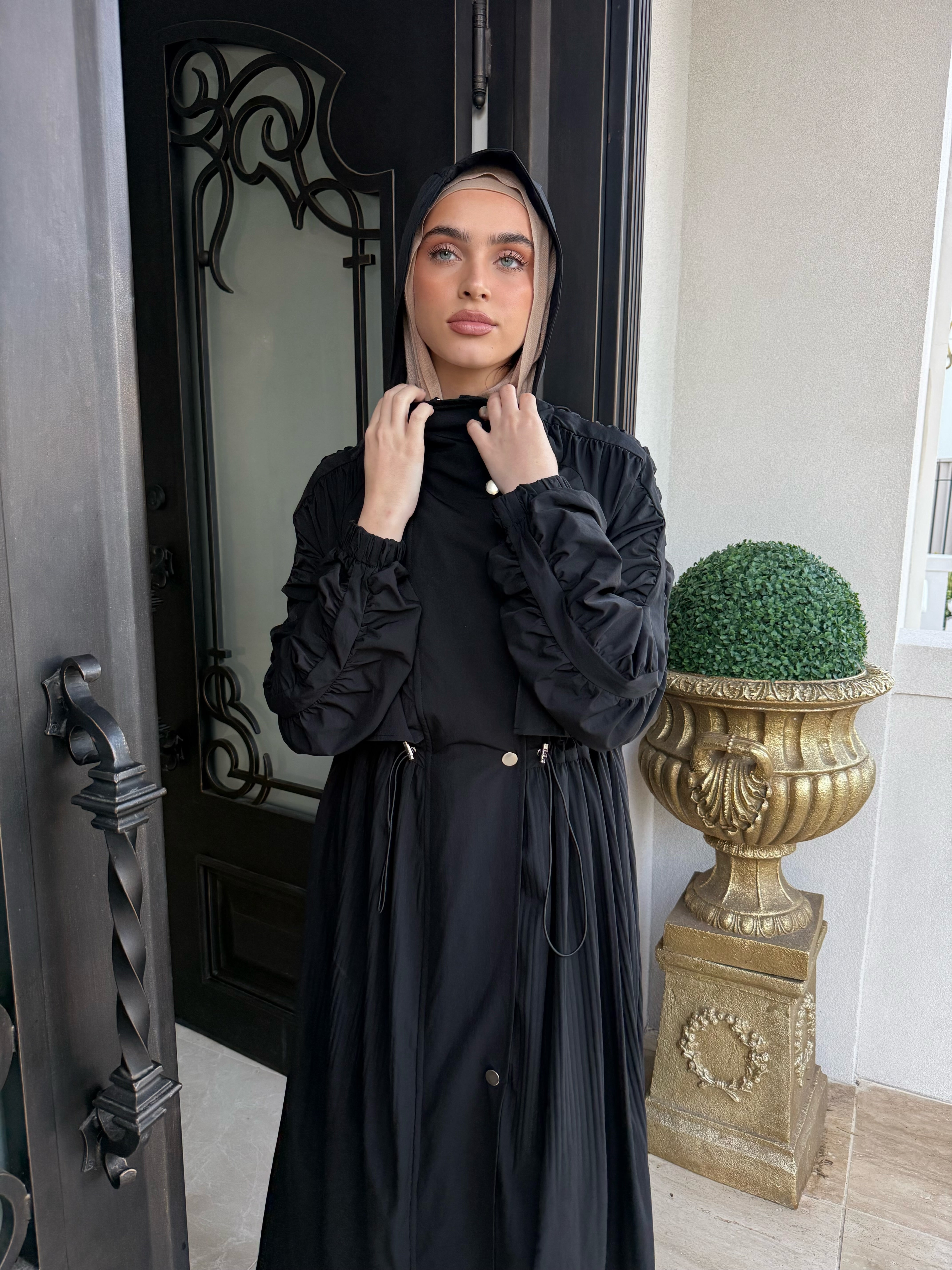 Pleated Draw-String Trench