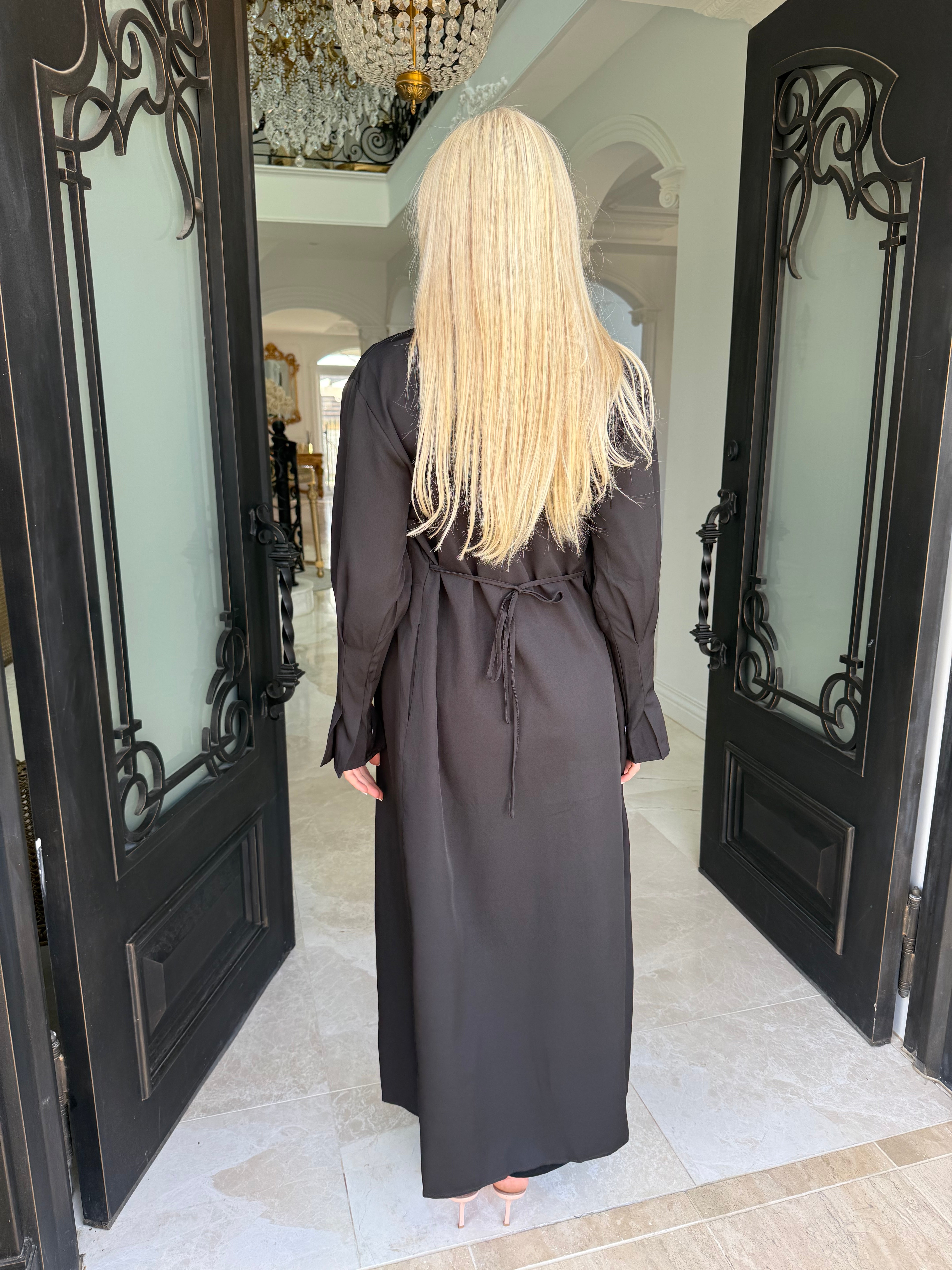 Pleated Open Abaya