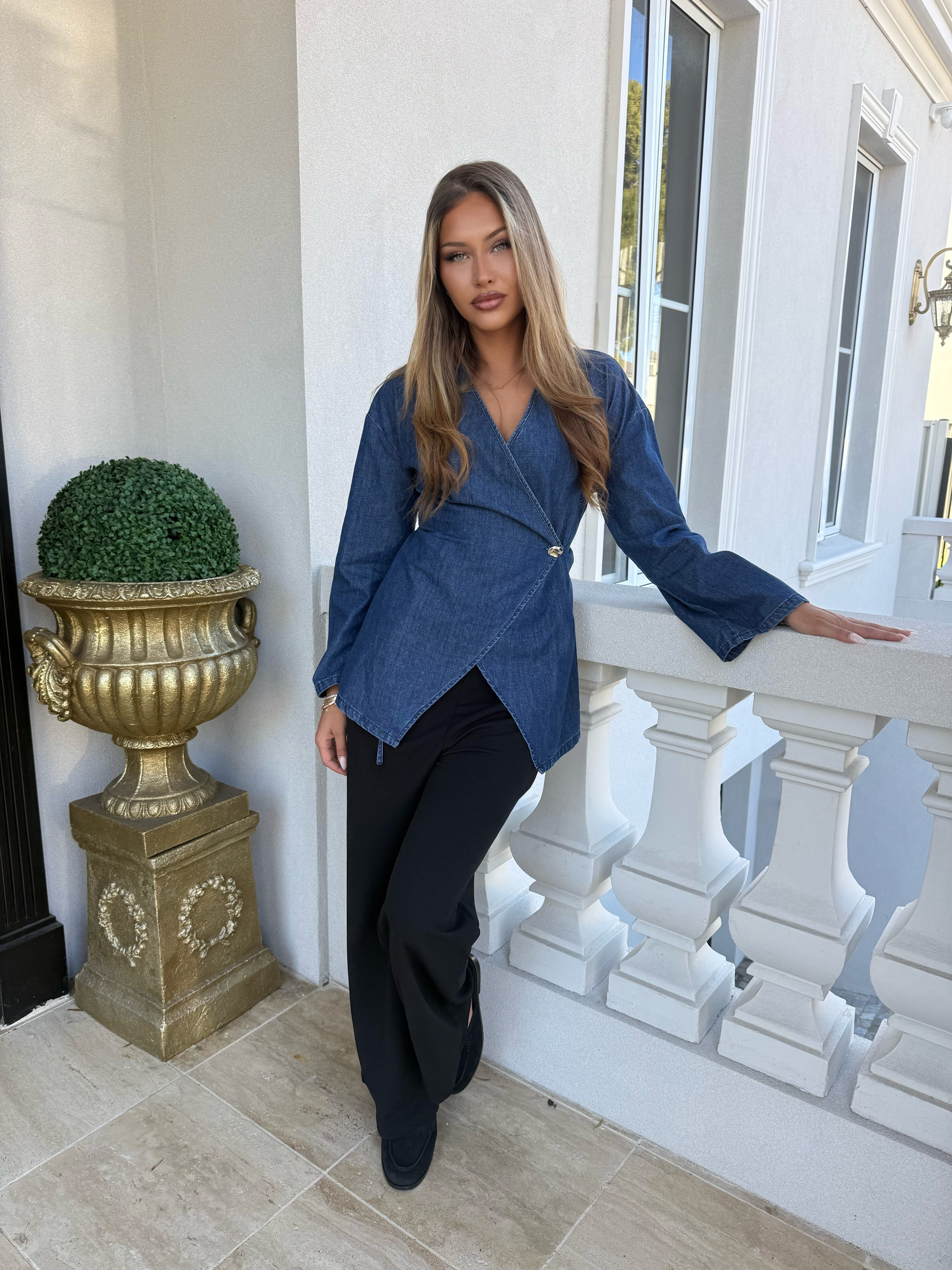 Denim Wrap Bloue
