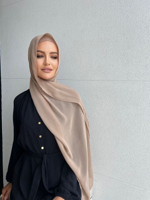 
            
                Load image into Gallery viewer, Bronze Chiffon Hijab Set
            
        