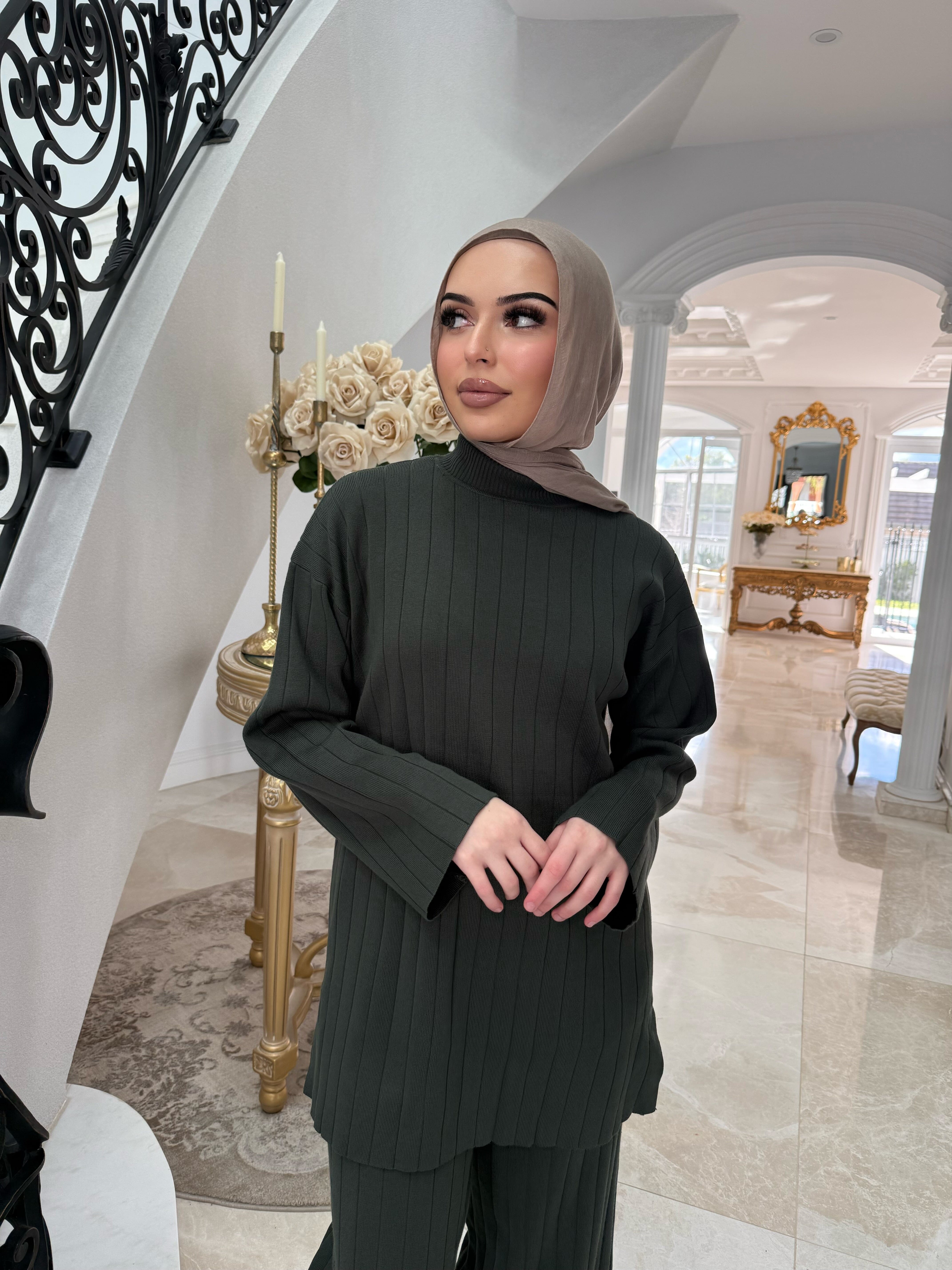 Thick Ribbed Knit Set