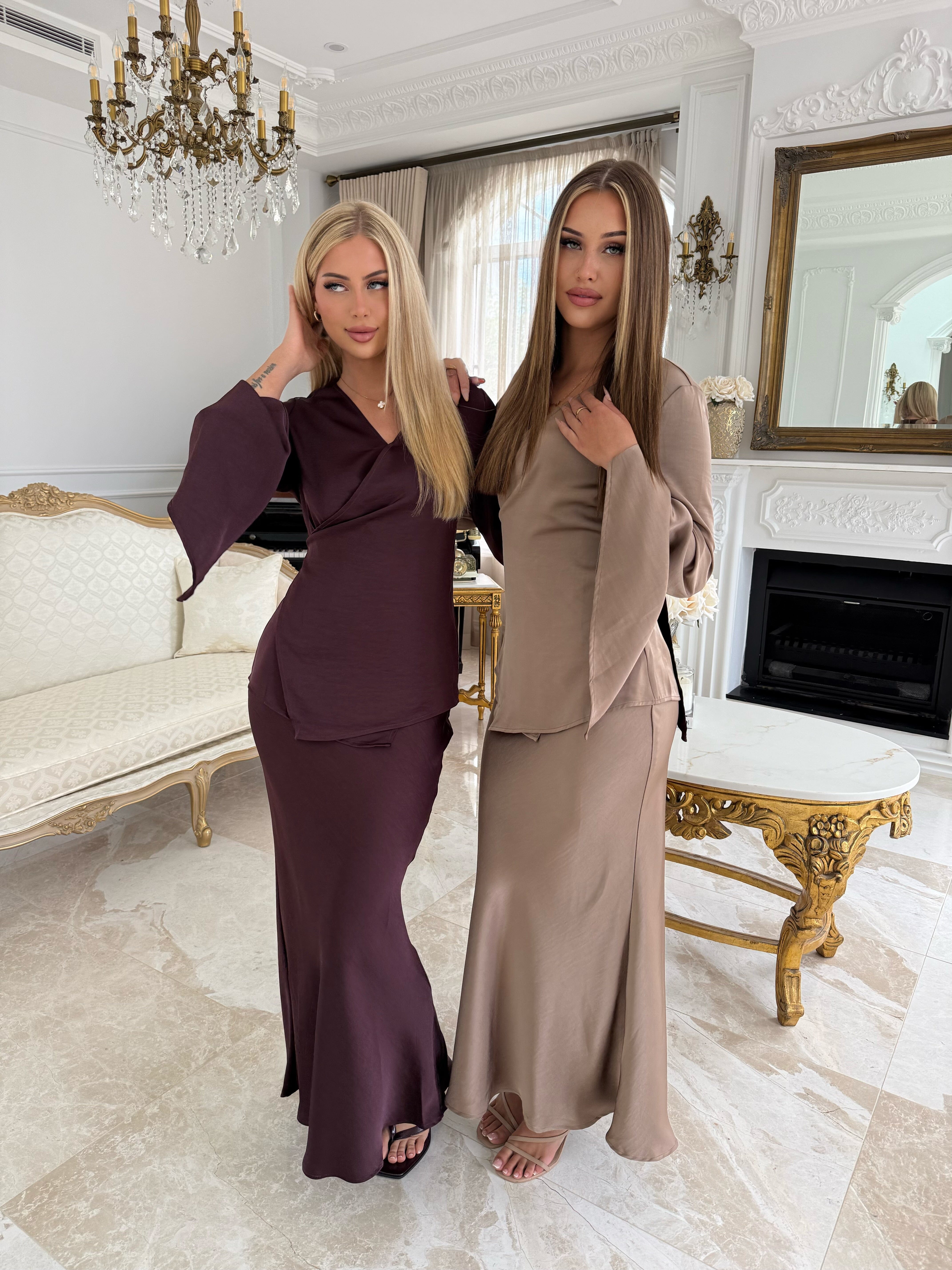 Layali Satin Bell Sleeve Set