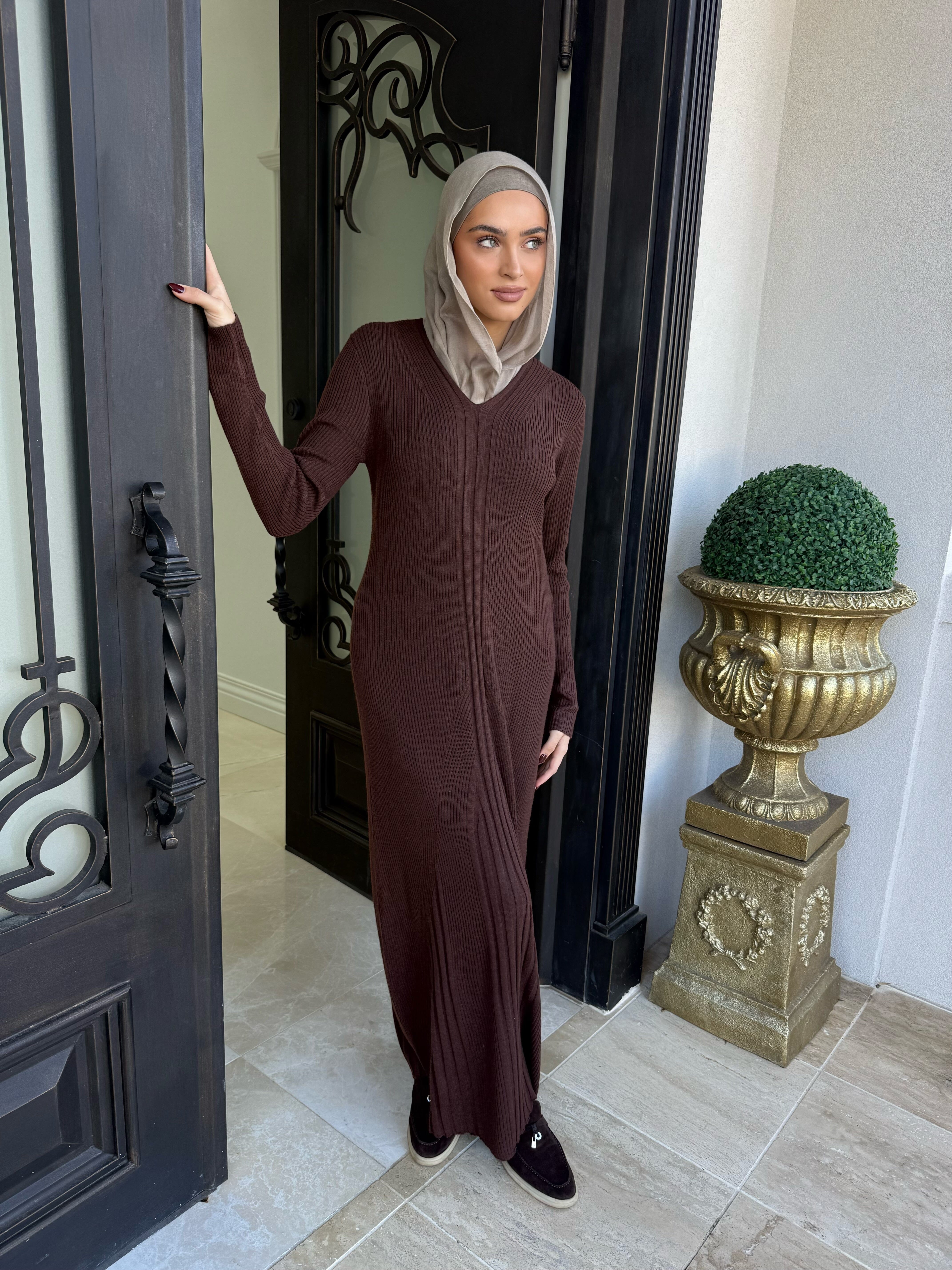 Ribbed Knit Abaya Set