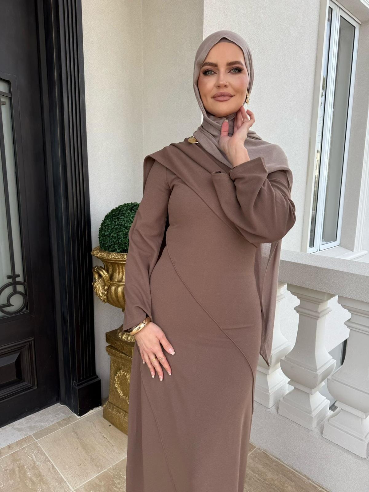 Drape Brooch Dress