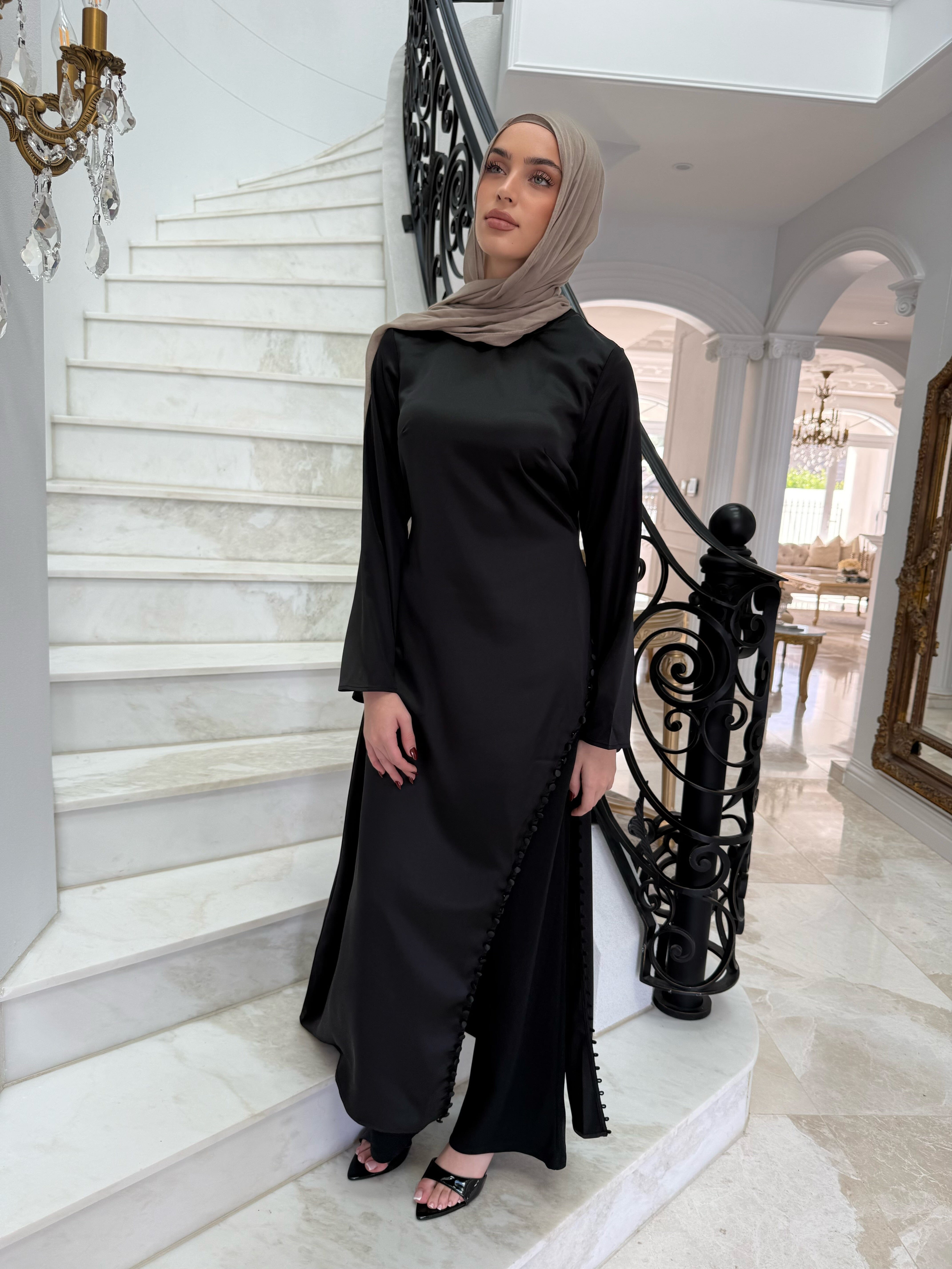 Satin Button Split Tunic