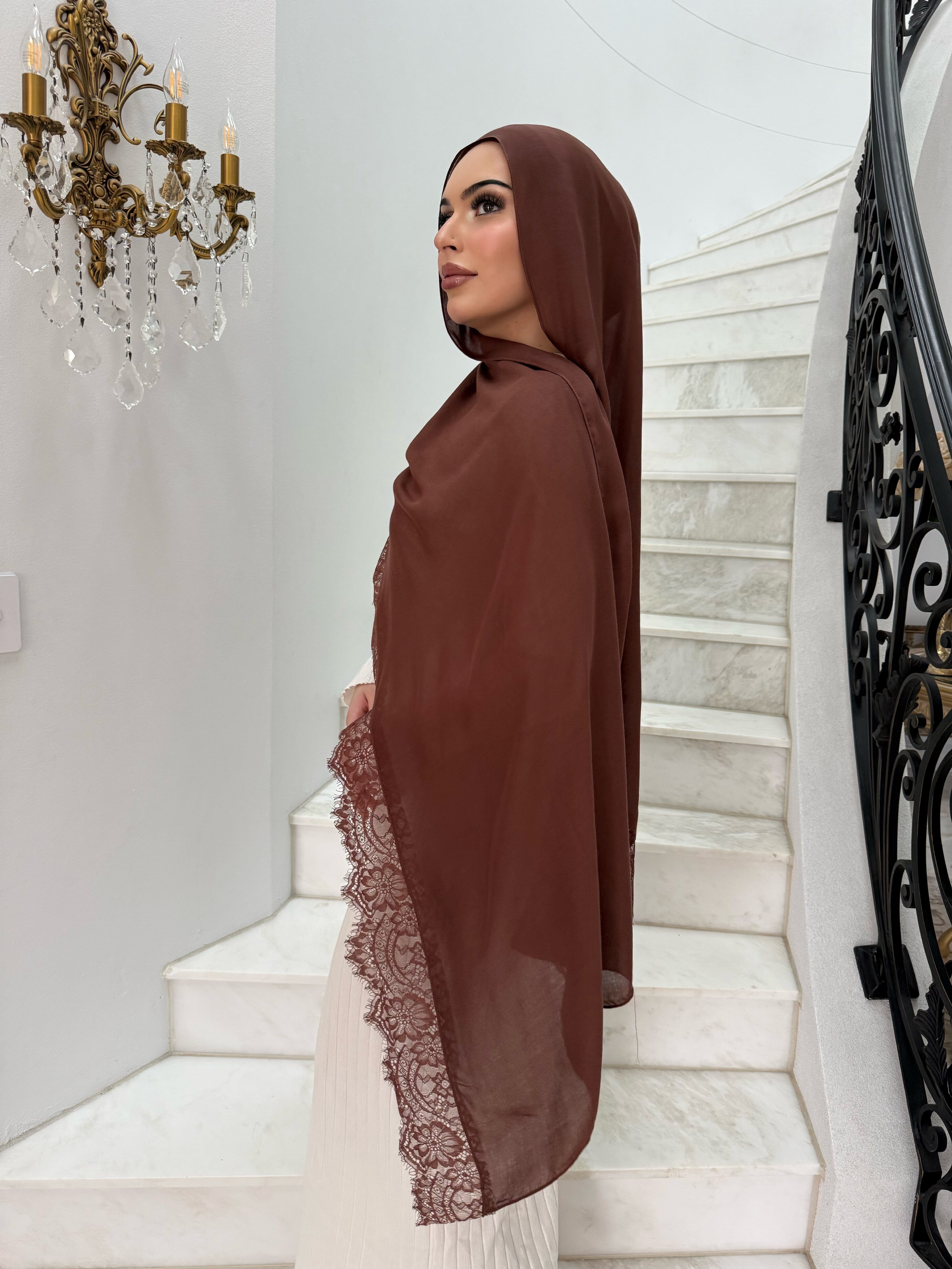 Brown Lace Modal Shawl