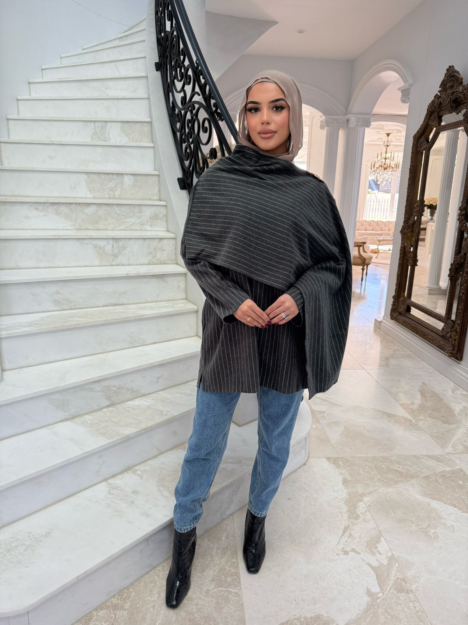 Stripe Shawl Coat