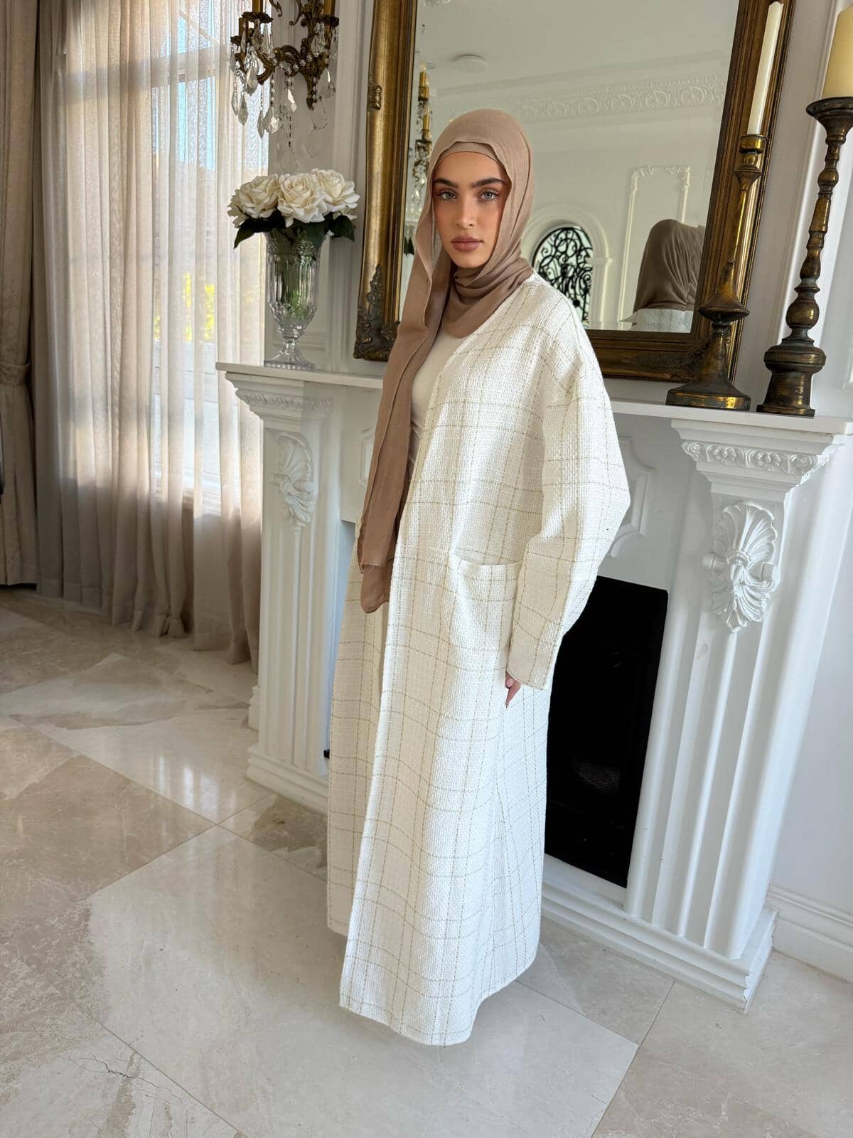 Tweed Pocket Open Abaya