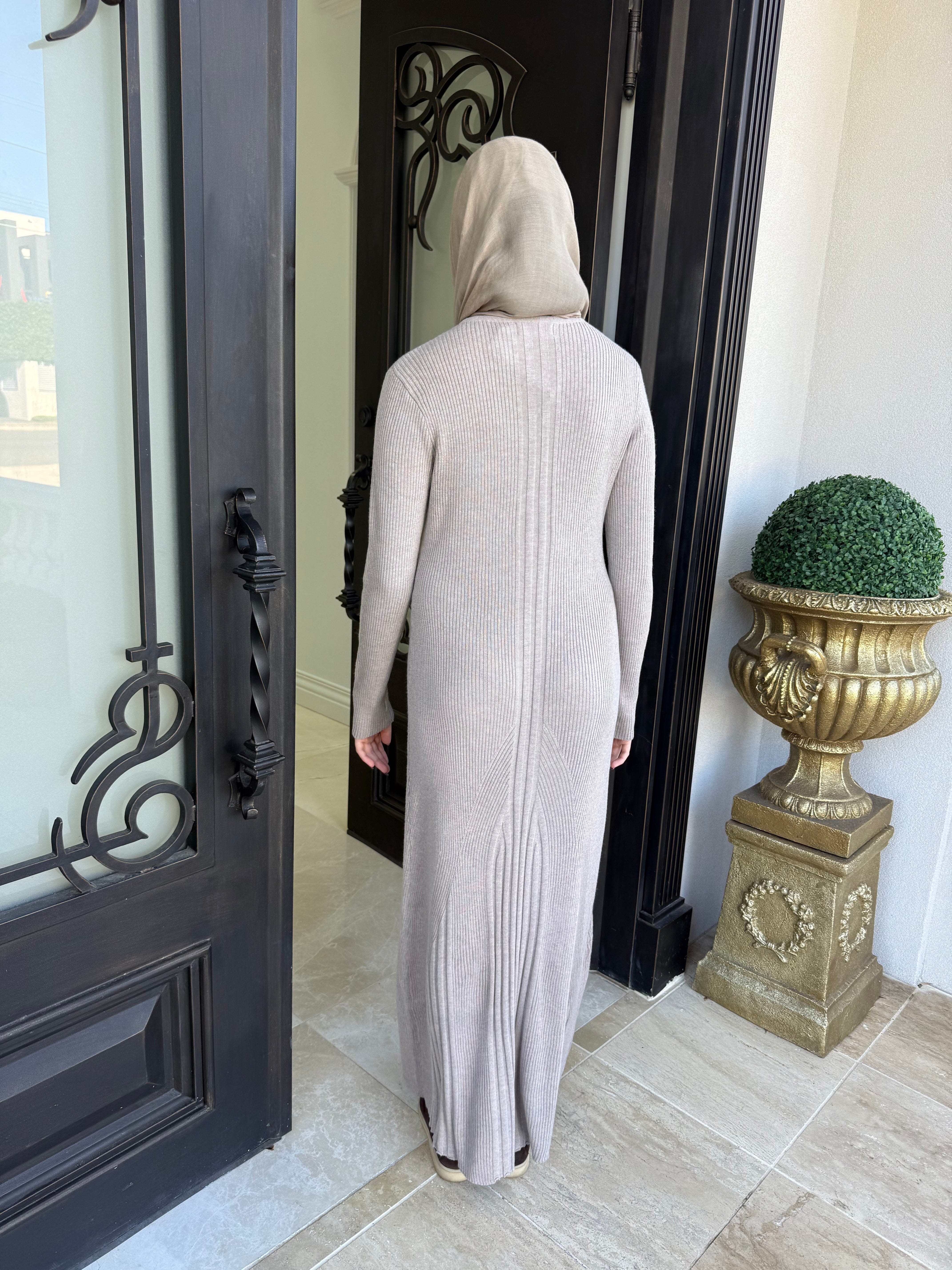 Ribbed Knit Abaya Set