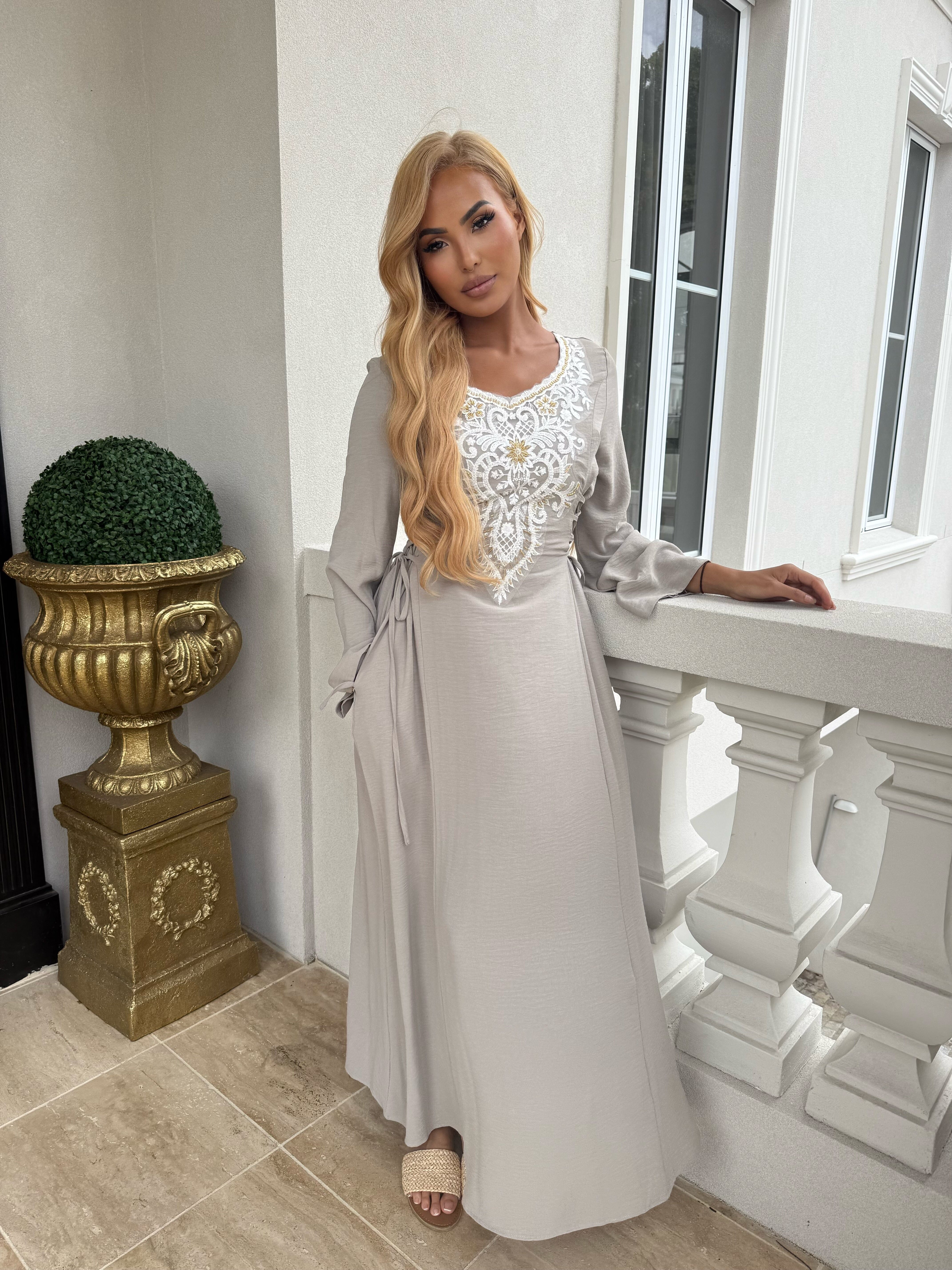 Embroidery Tie Dress