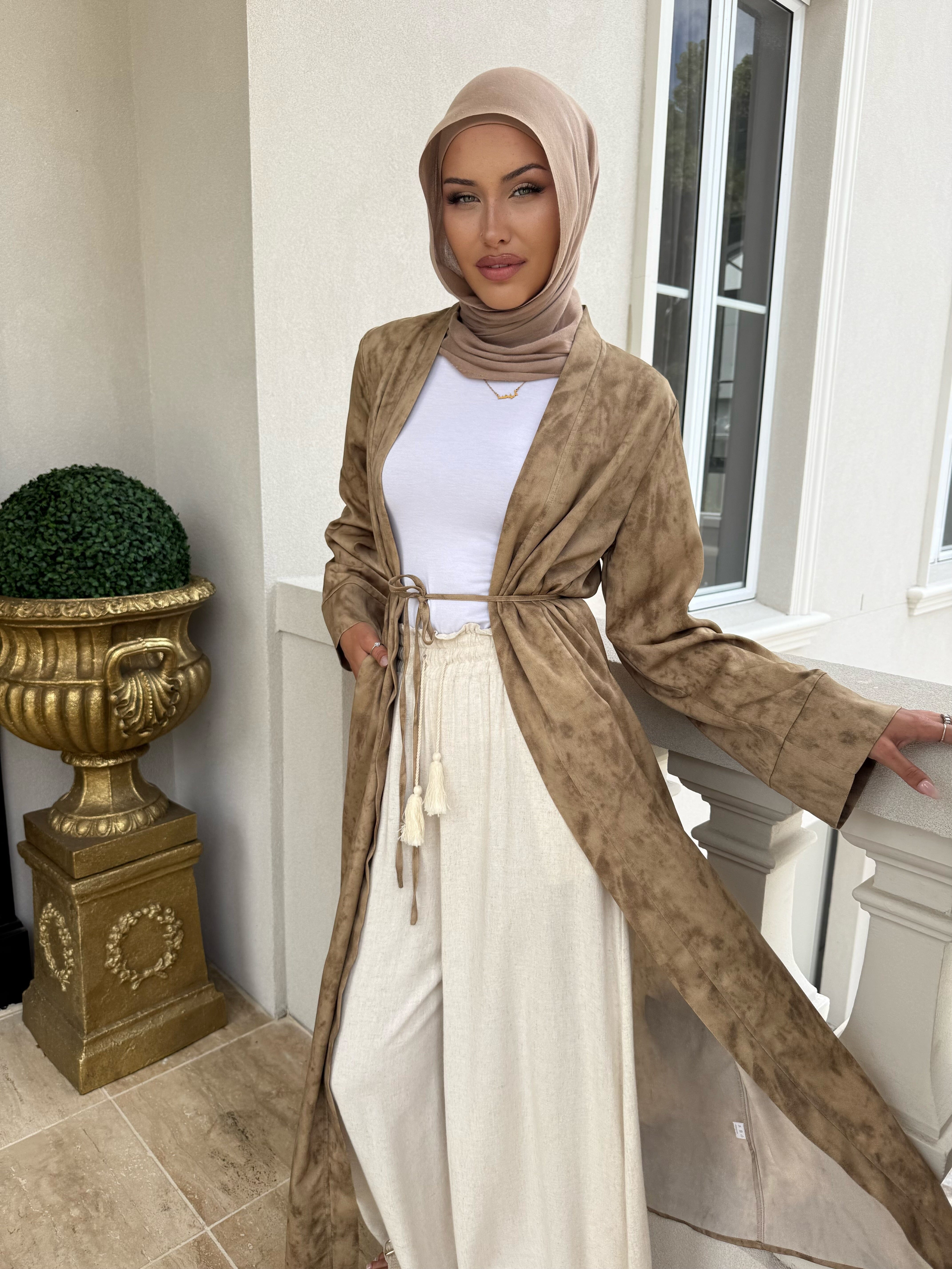 Satin Textured Open Abaya