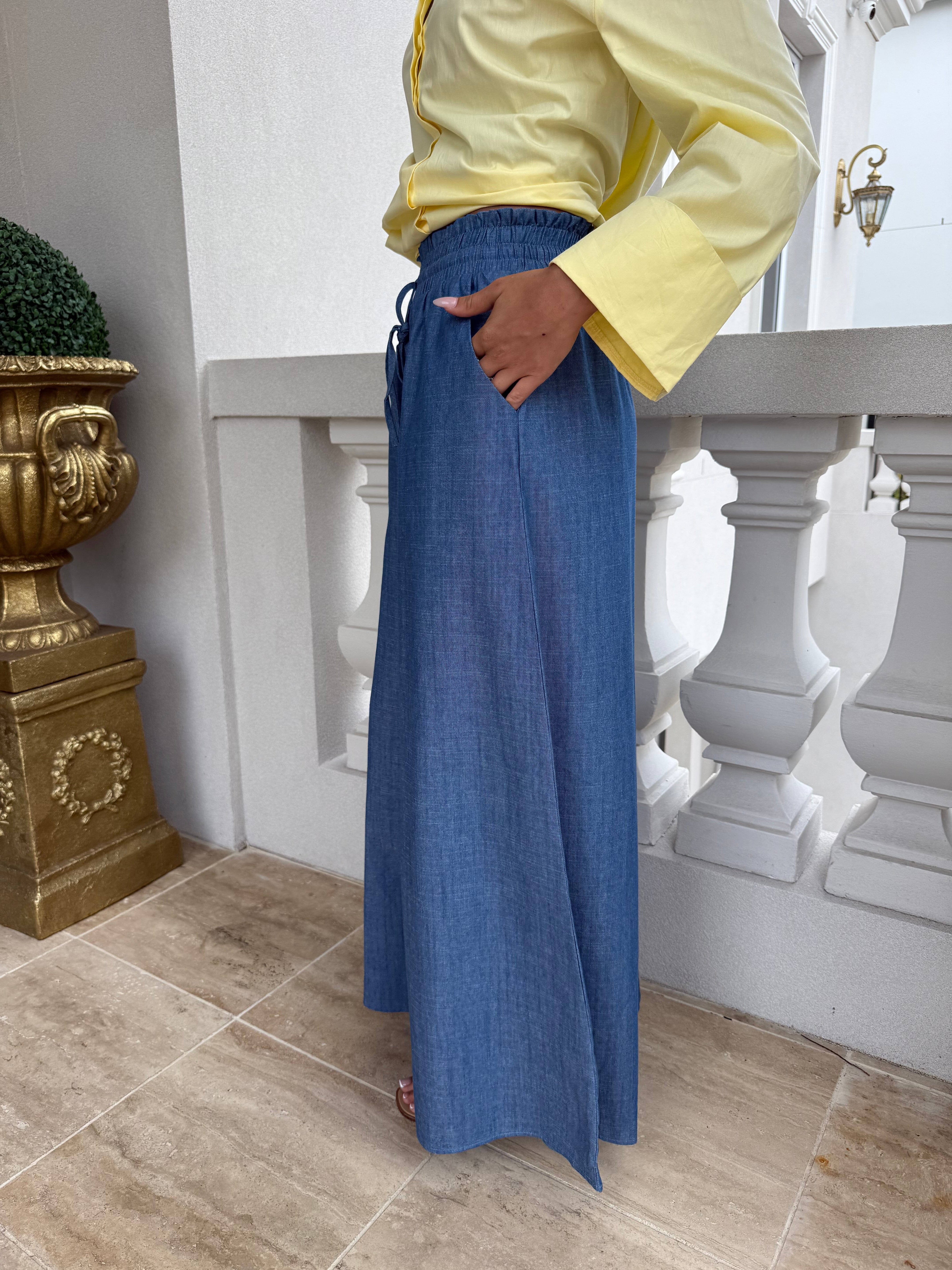 Chambray Wide Fit Pants