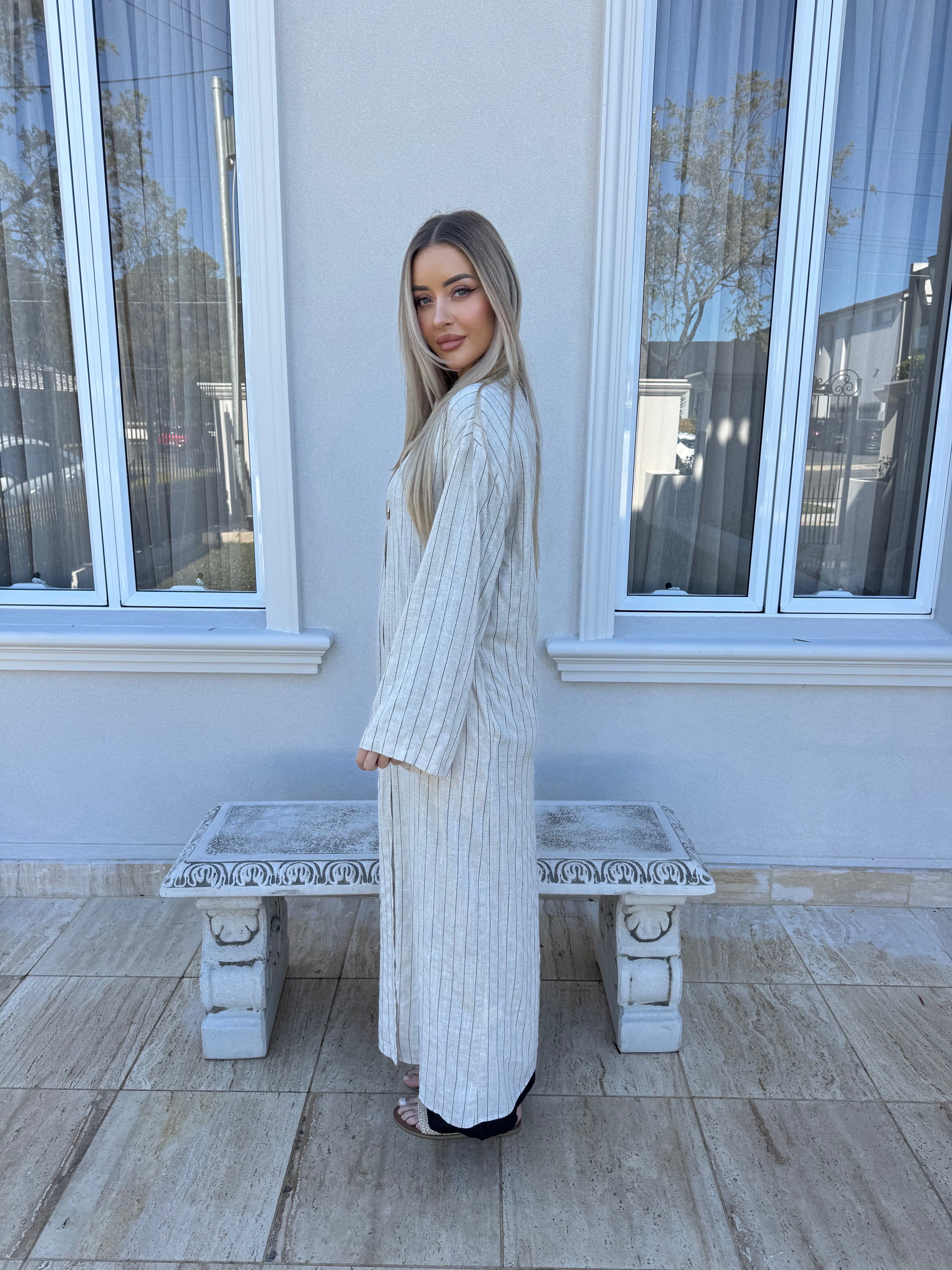 Stripe Linen Kimono