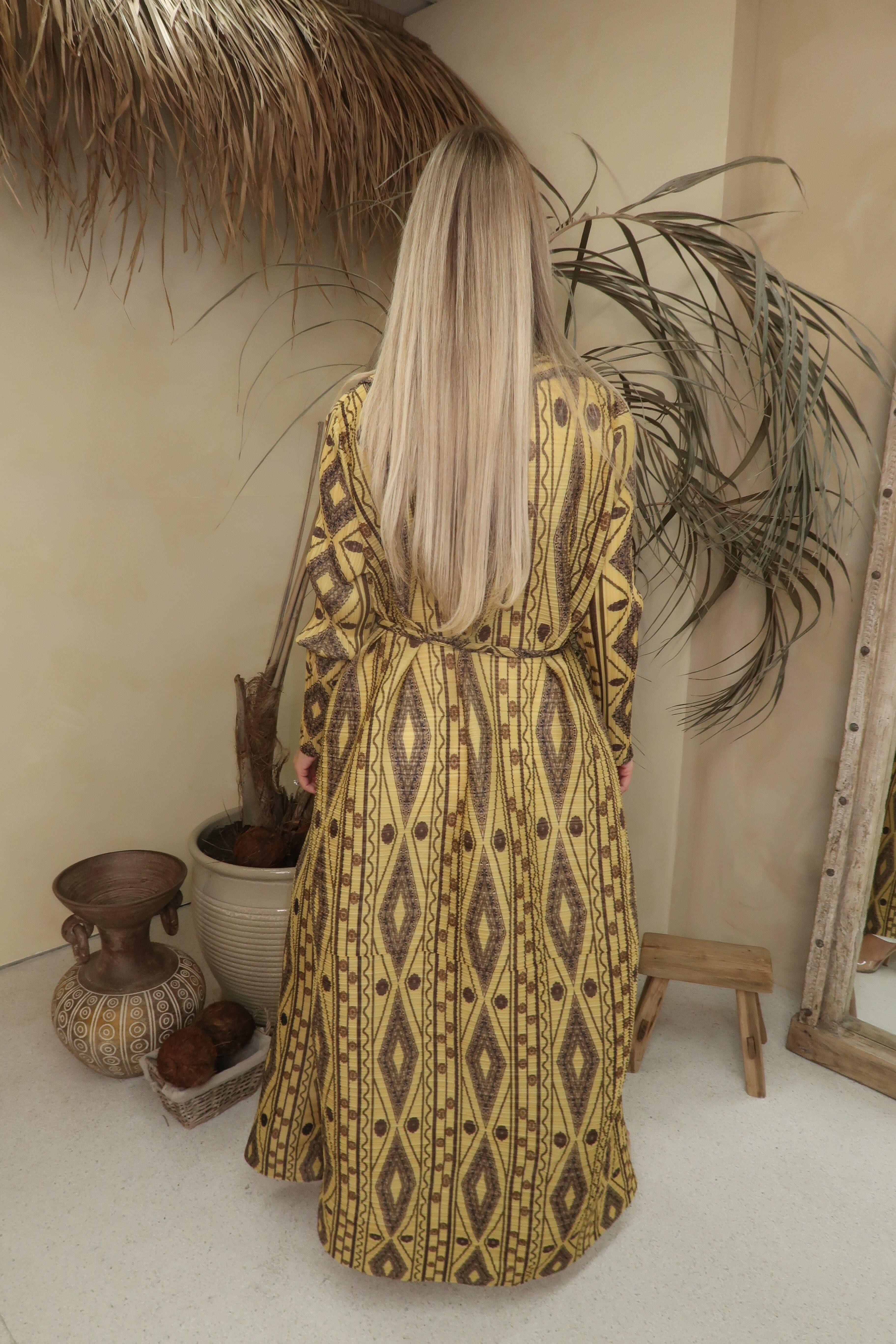 Layali Printed Pleated Abaya