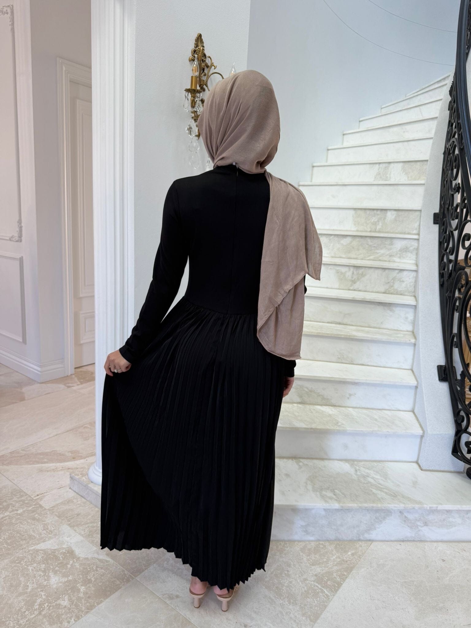 Pleated Button Dress