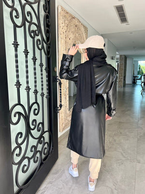 Oversized Leather Trench