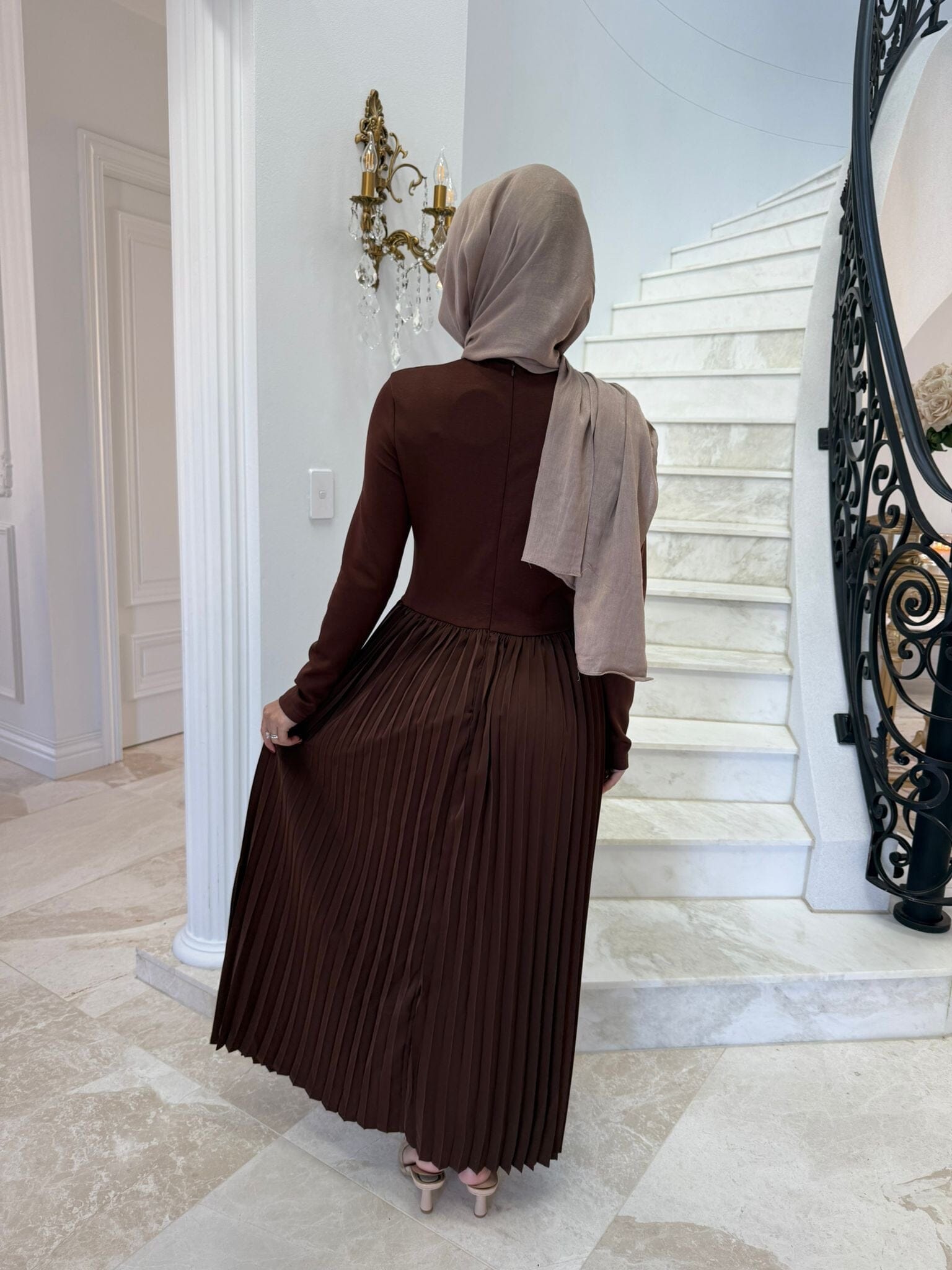 Pleated Button Dress