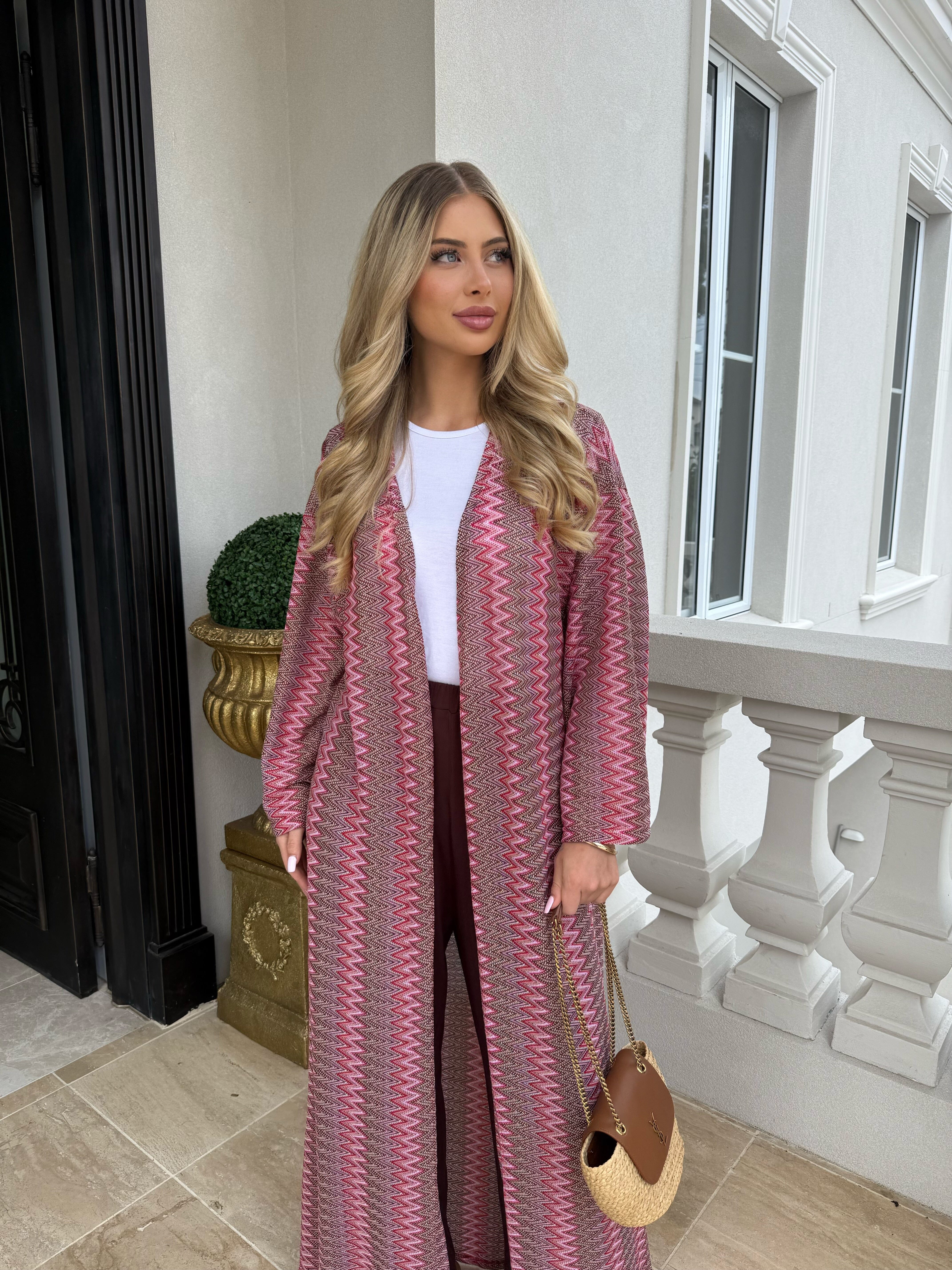 Pink Aztec Crochet Abaya