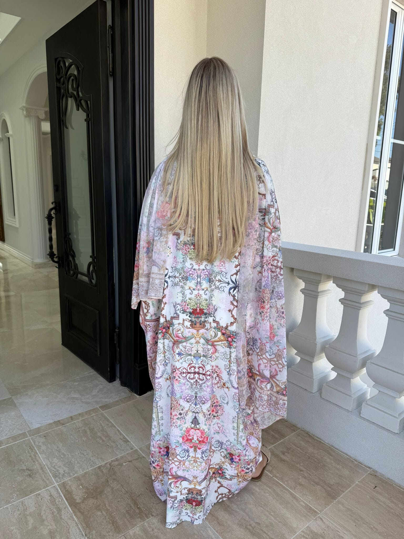 Pink Beaded Abaya